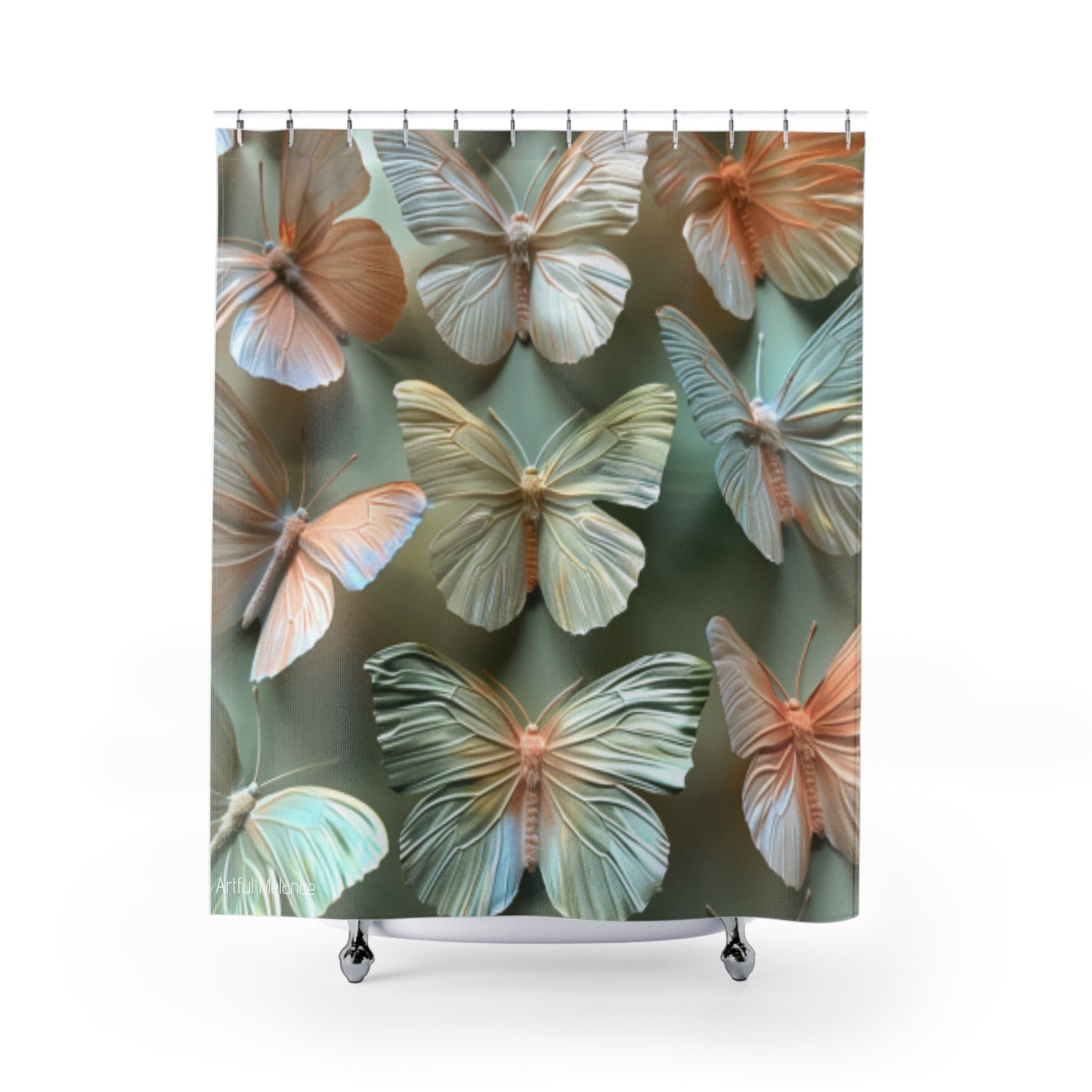 Fluttering Splendor Butterfly Shower Curtains