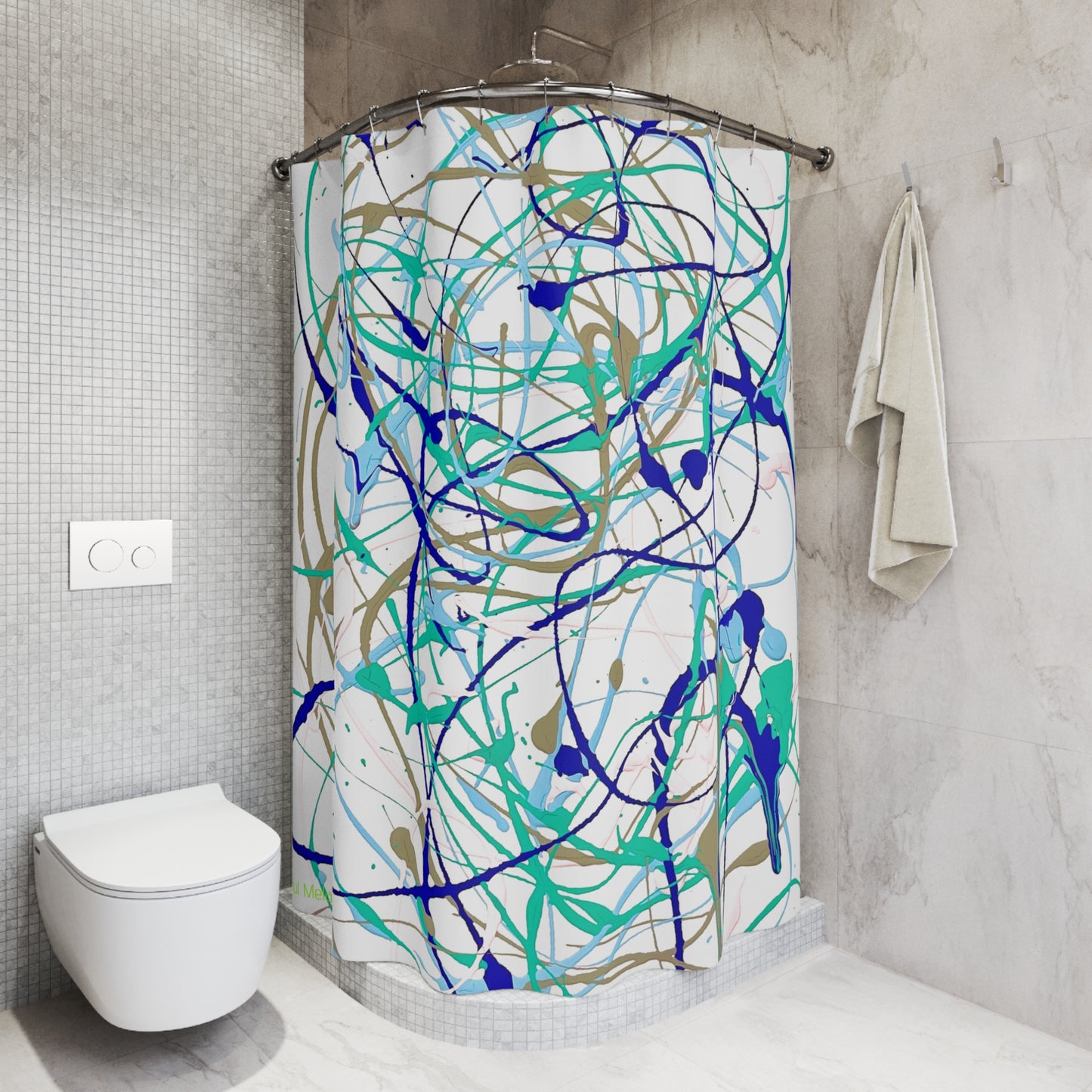 Canvas Cascade: Abstract Acrylic Art Shower Curtain Collection