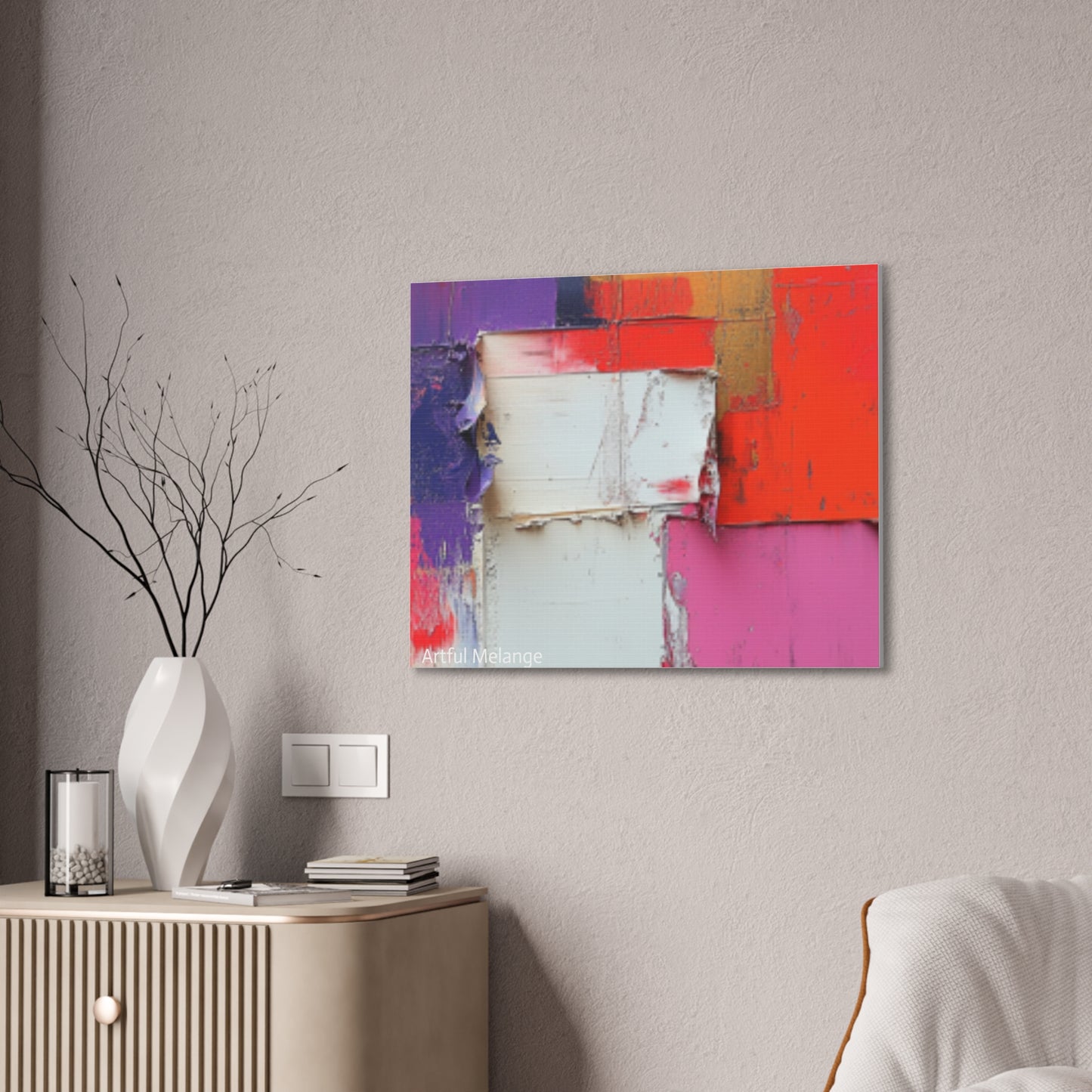 Acrylic Abstract Canvas Print - Homage to the Divine Nine/Red White Purple and Gold 1