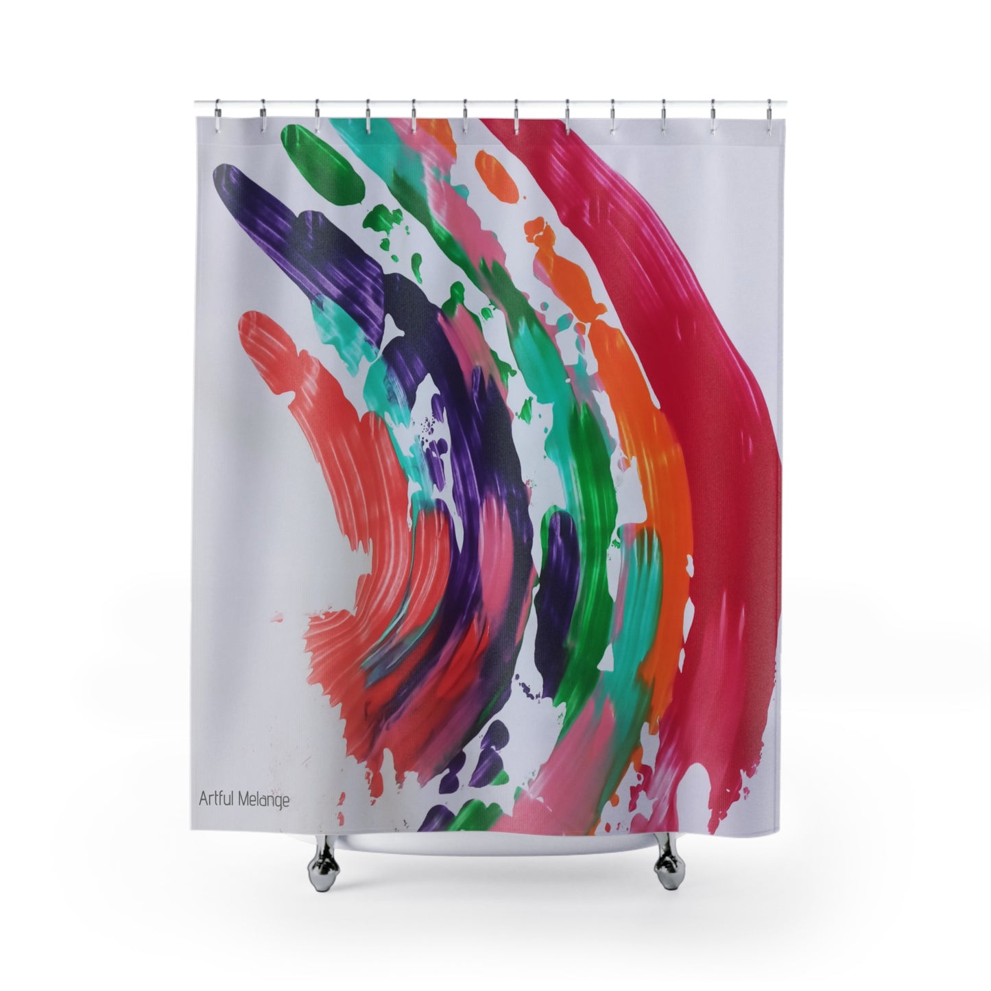 Canvas Cascade: Abstract Acrylic Art Shower Curtain Collection