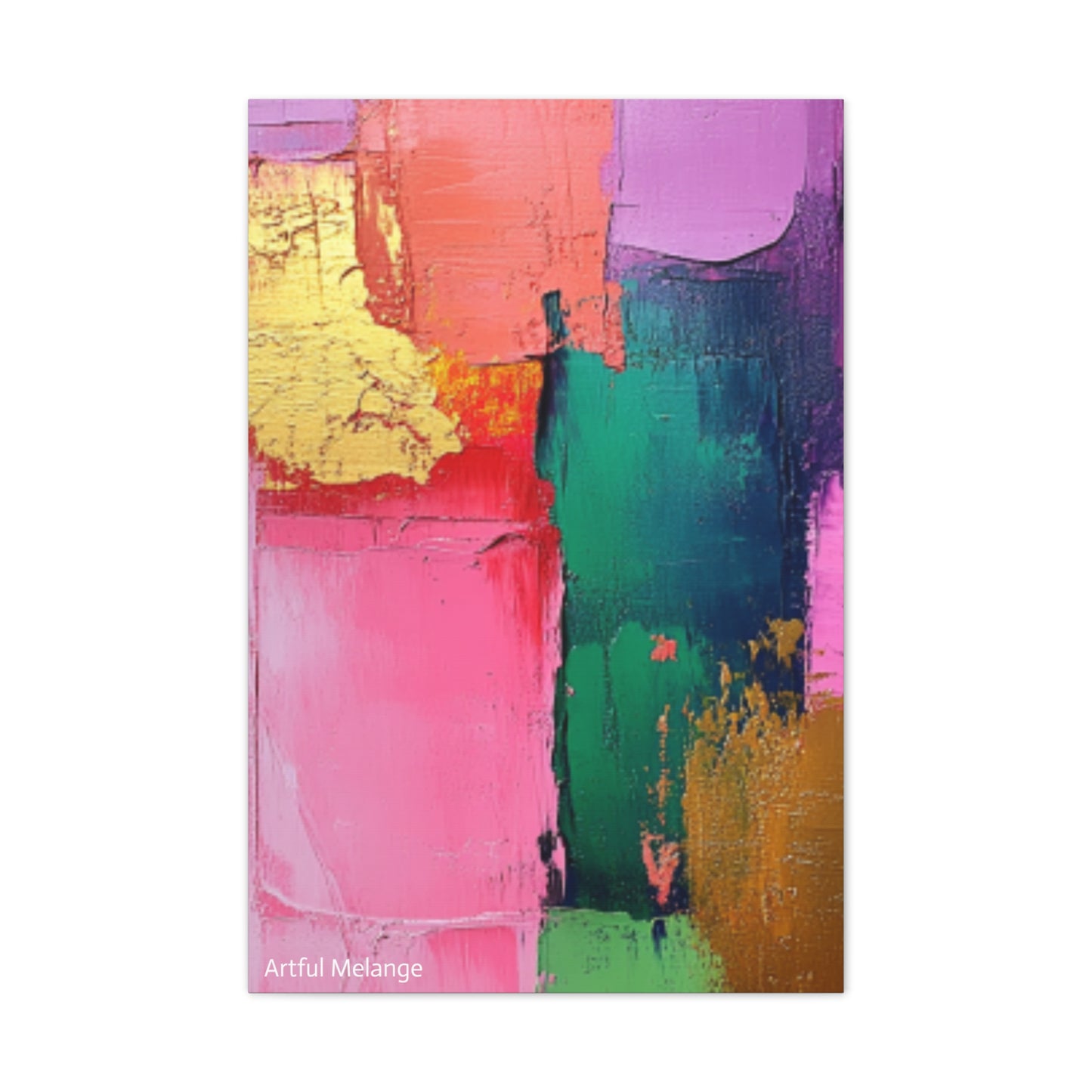 Acrylic Abstract Canvas Print - Homage to the Divine Nine/Pink Green Purple and Gold 1