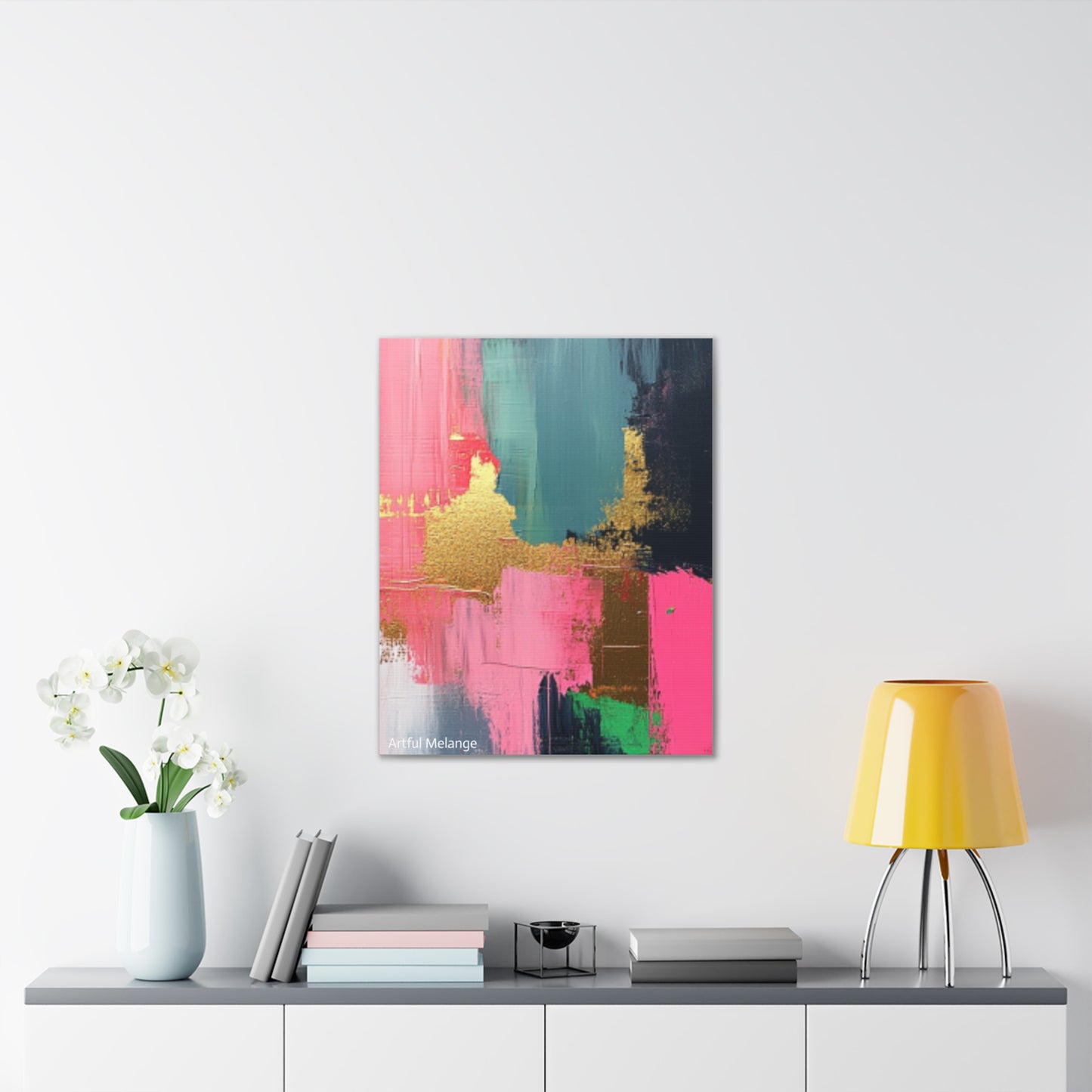 Acrylic Abstract Canvas Print - Homage to the Divine Nine/Pink Green Black and Gold 5