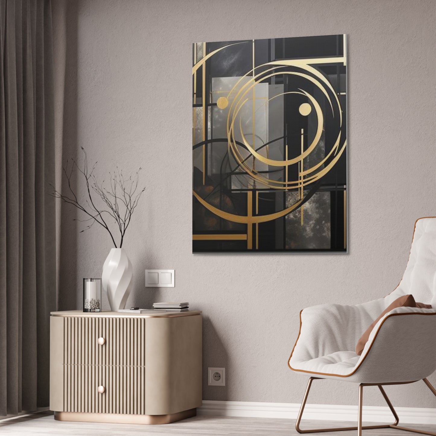 Gold and Black Elegance: A Symphony of Sophistication Canvas Print