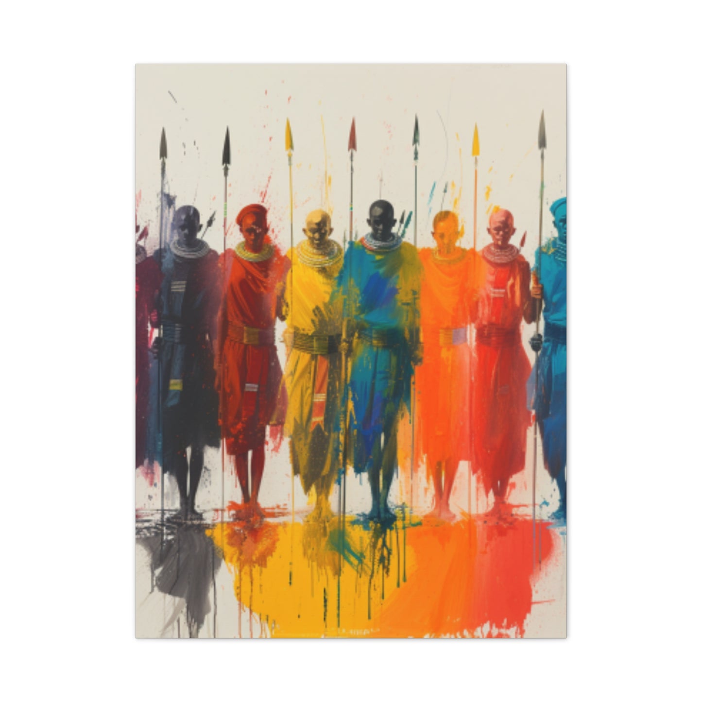 Masai Warriors Abstract Canvas Print