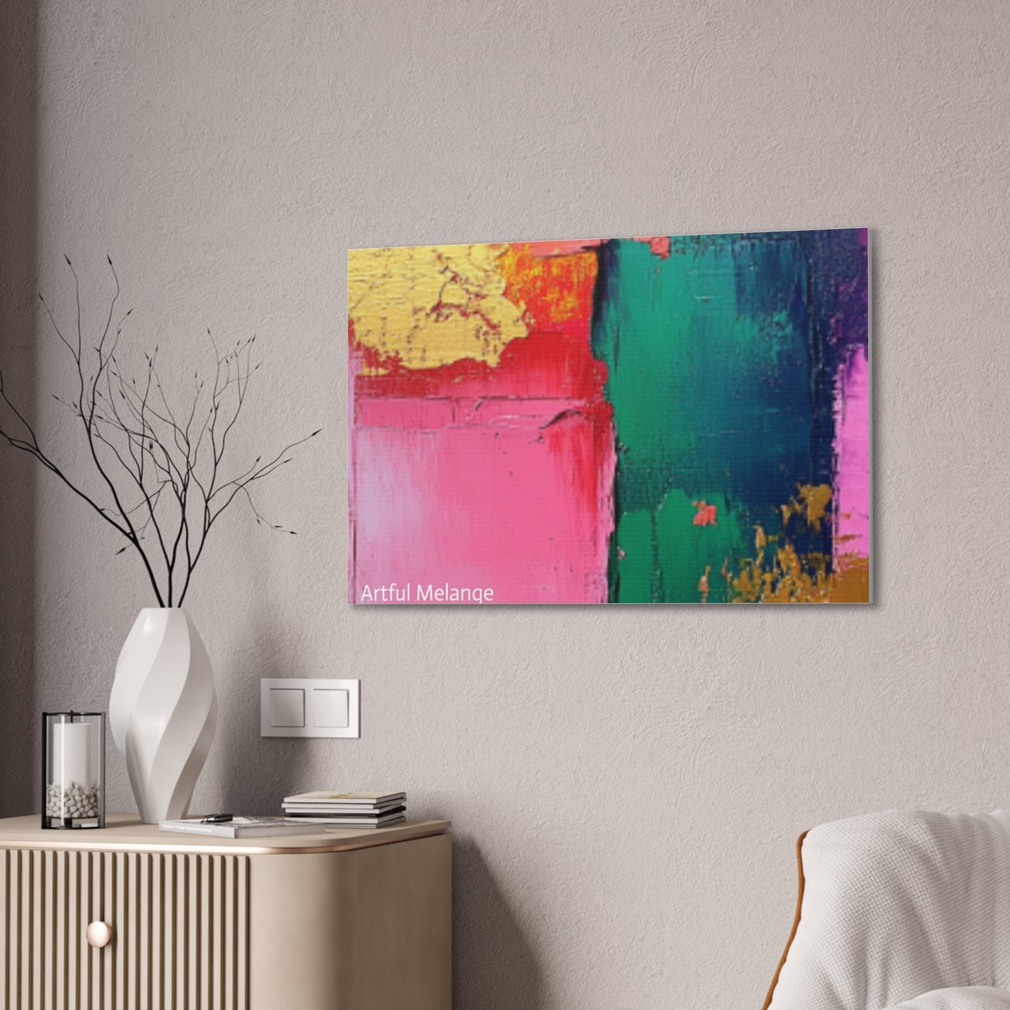 Acrylic Abstract Canvas Print - Homage to the Divine Nine/Pink Green Purple and Gold 1