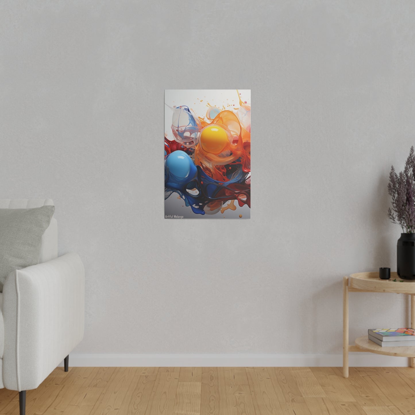 Colorful Balloon-Inspired Matt Canvas Print with Sweeping Acrylic Brush Strokes