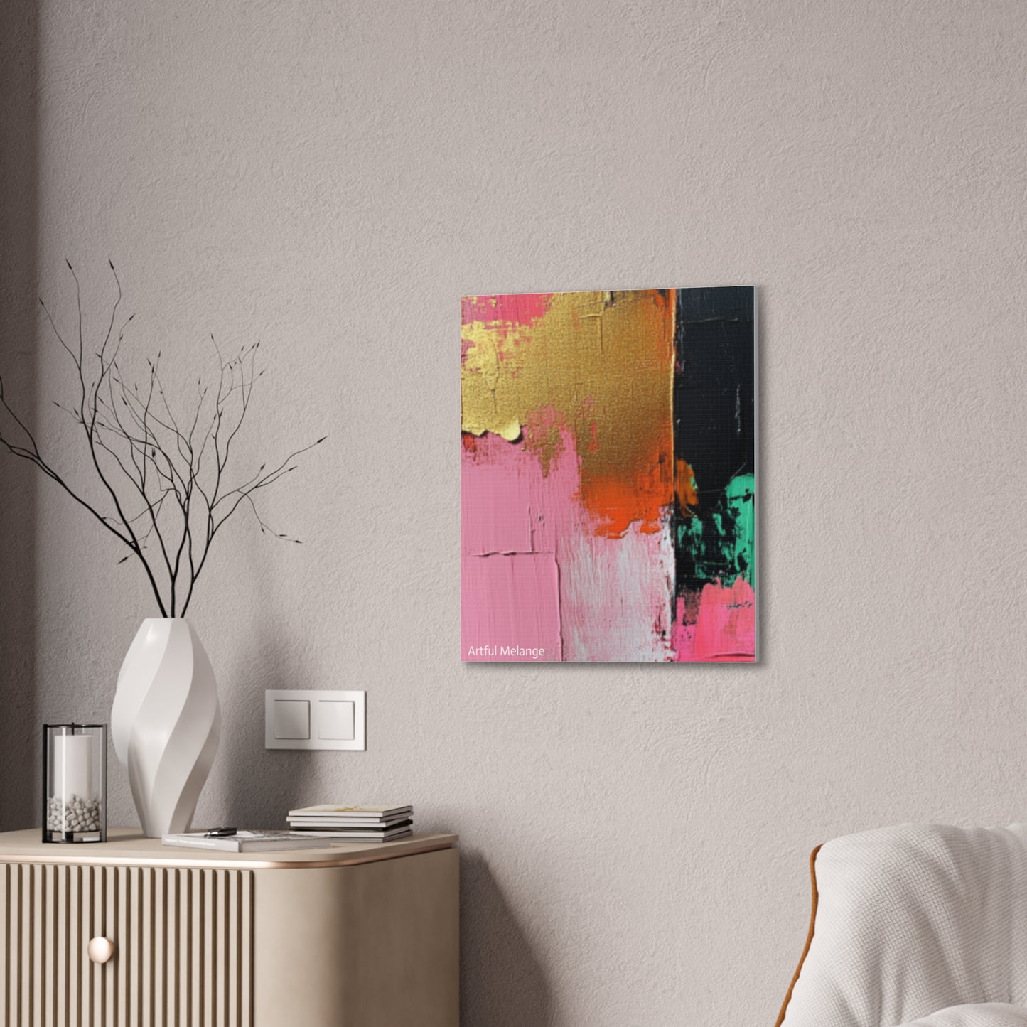 Acrylic Abstract Canvas Print - Homage to the Divine Nine/Pink Green Black and Gold 7