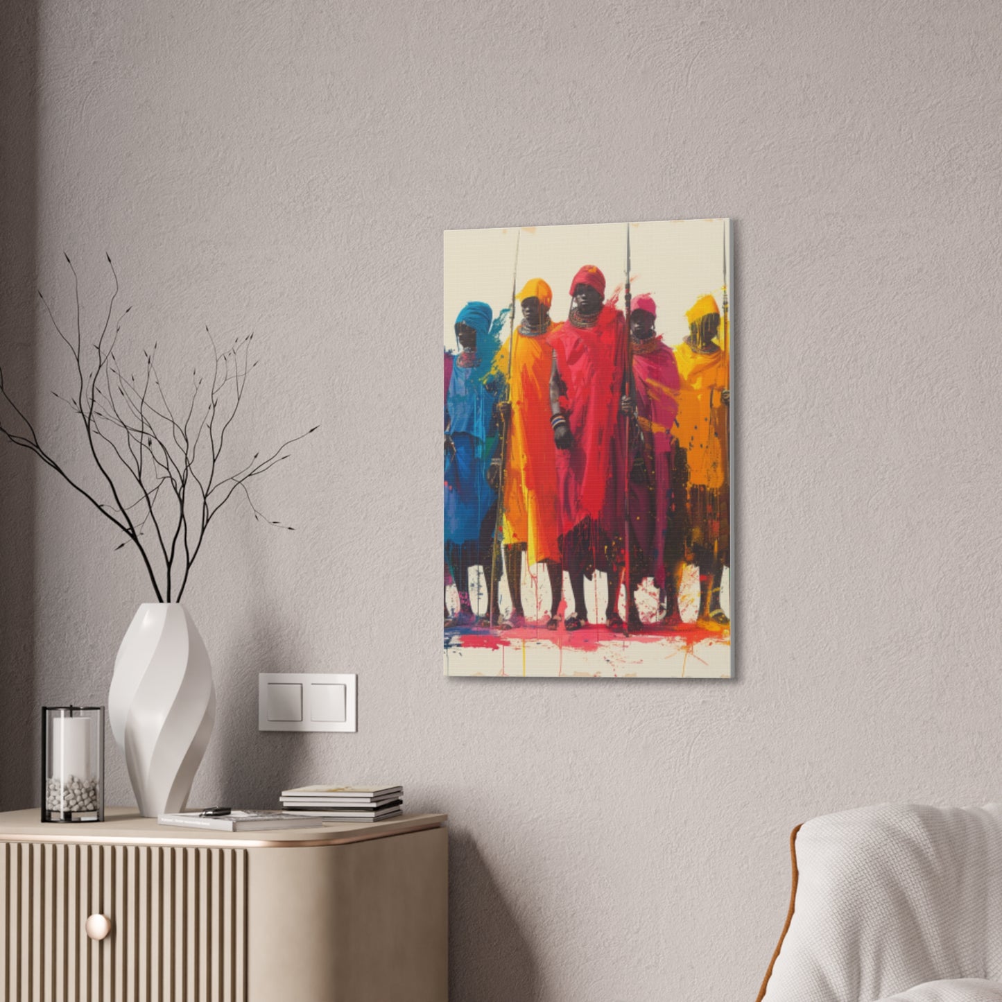 Masai Warriors Abstract Canvas Print