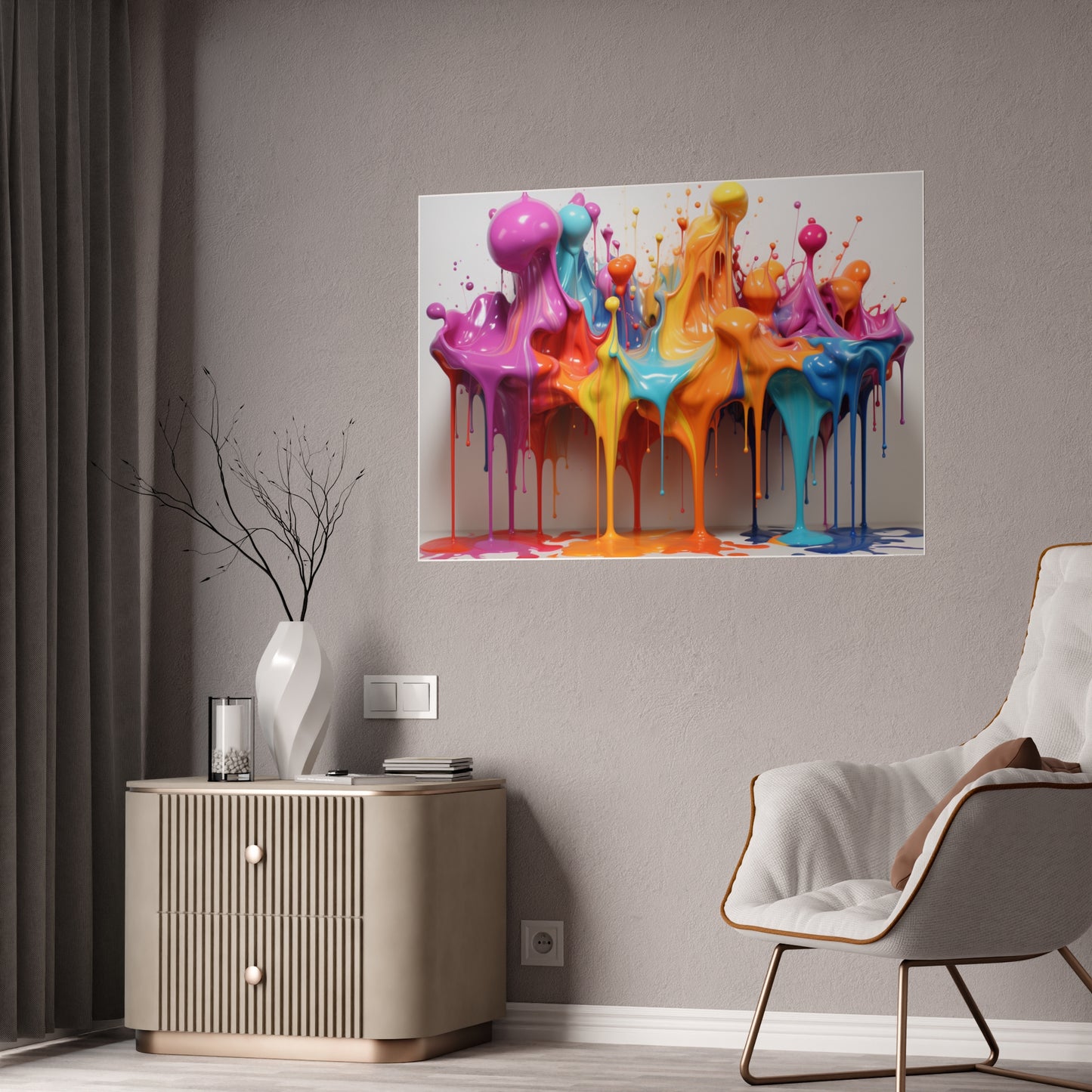 Gleaming Acrylic Abstract Poster: A Spectrum of Colorful Elegance