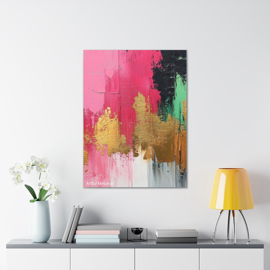 Acrylic Abstract Canvas Print - Homage To The Divine Nine/Pink Green Black and Gold 8