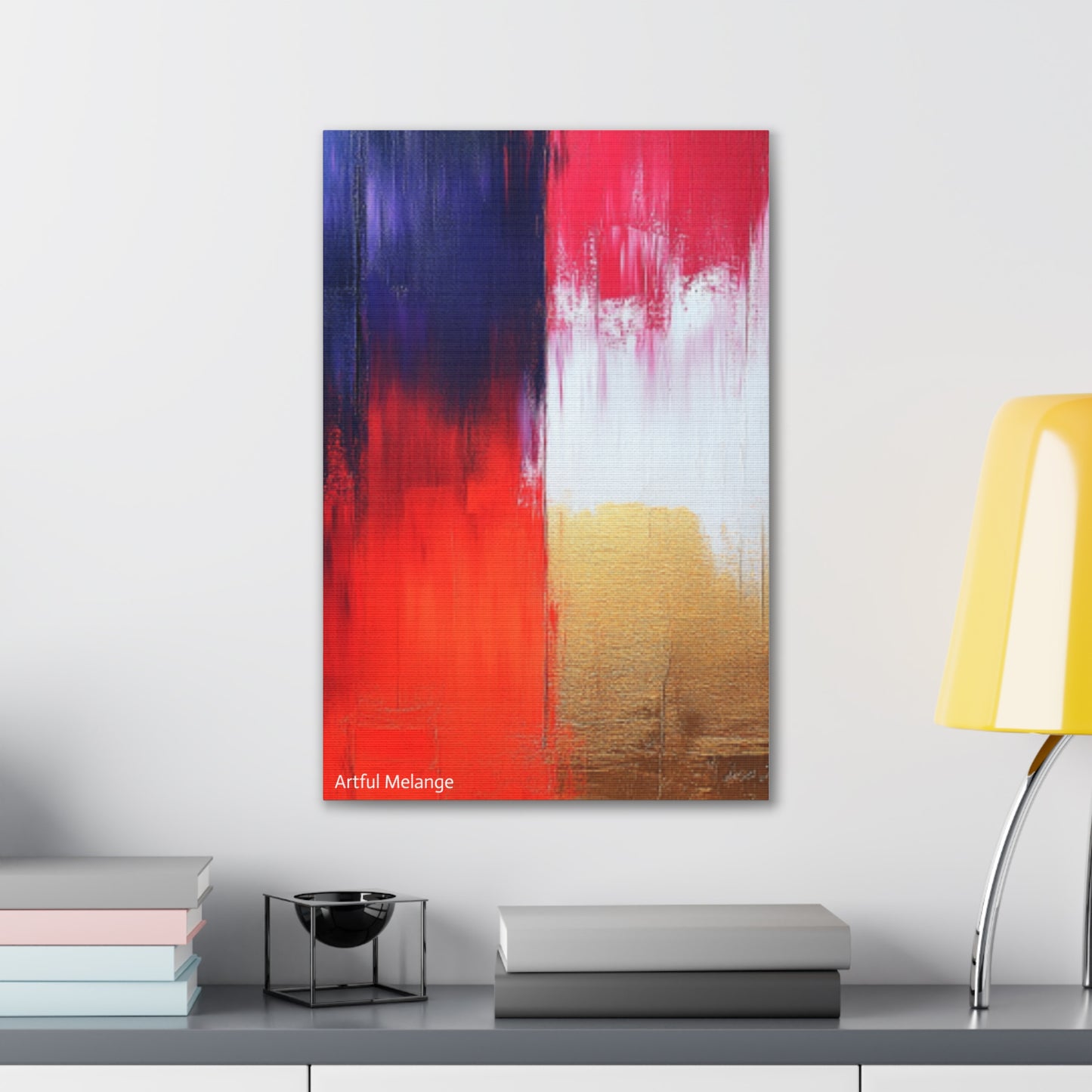 Acrylic Abstract Canvas Print - Homage to the Divine Nine/Red White Purple and Gold 2