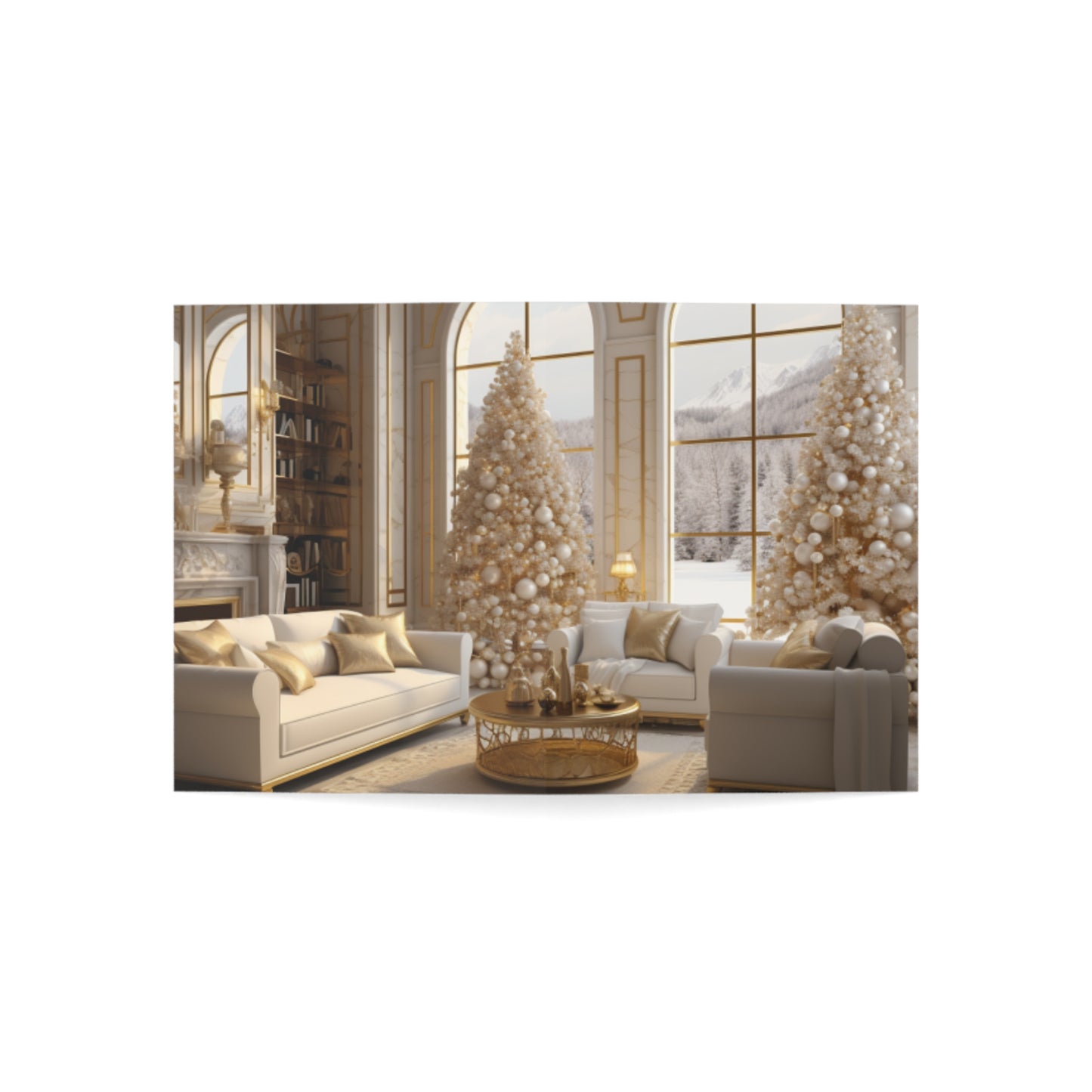 Elegance in Gold & White Christmas Notecards (1, 10, 30, and 50pcs)