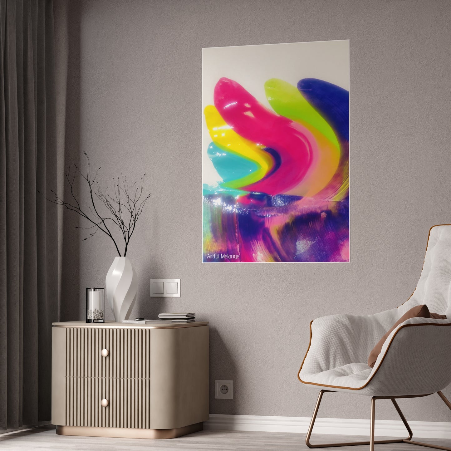 Gleaming Acrylic Abstract Poster: A Spectrum of Colorful Elegance