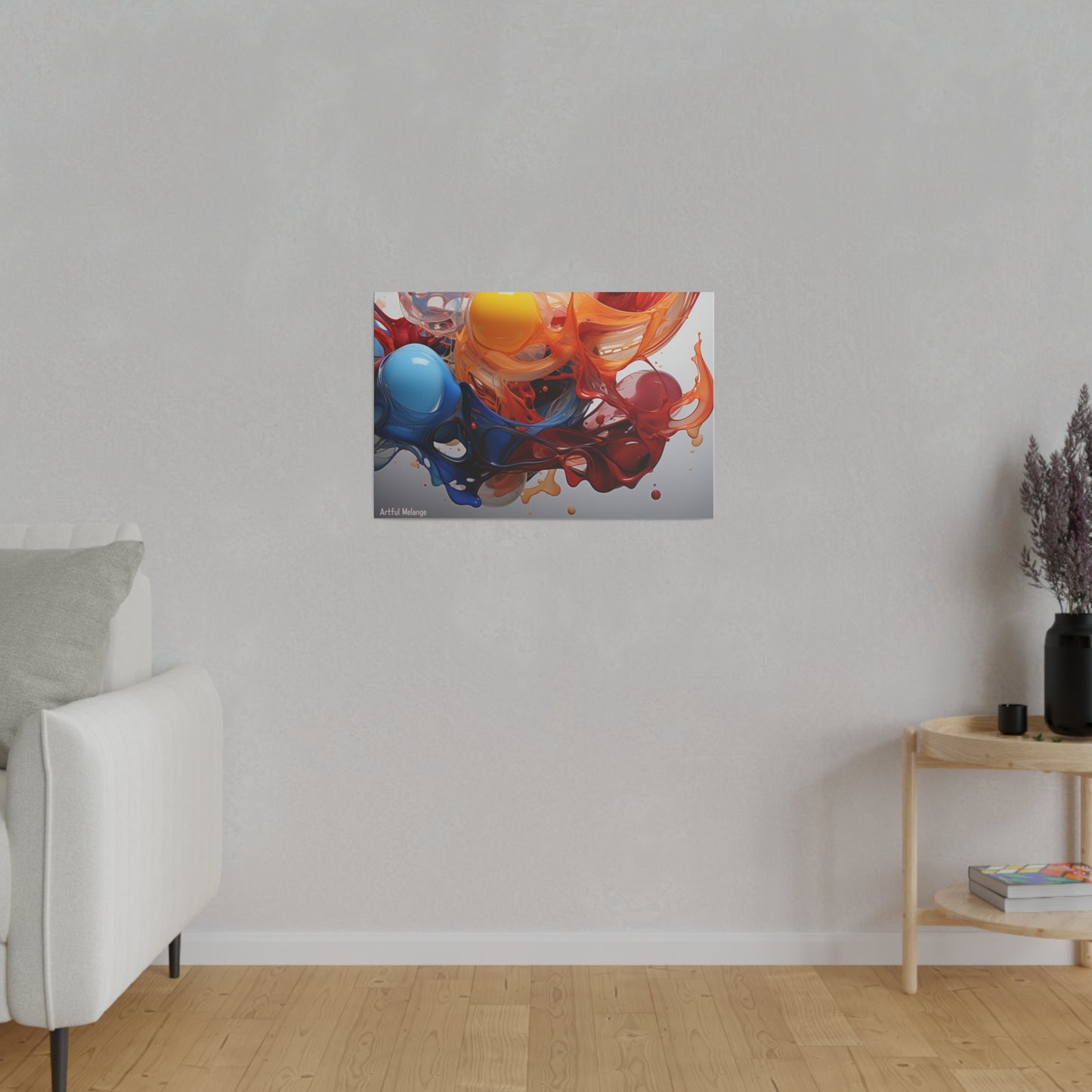 Colorful Balloon-Inspired Matt Canvas Print with Sweeping Acrylic Brush Strokes