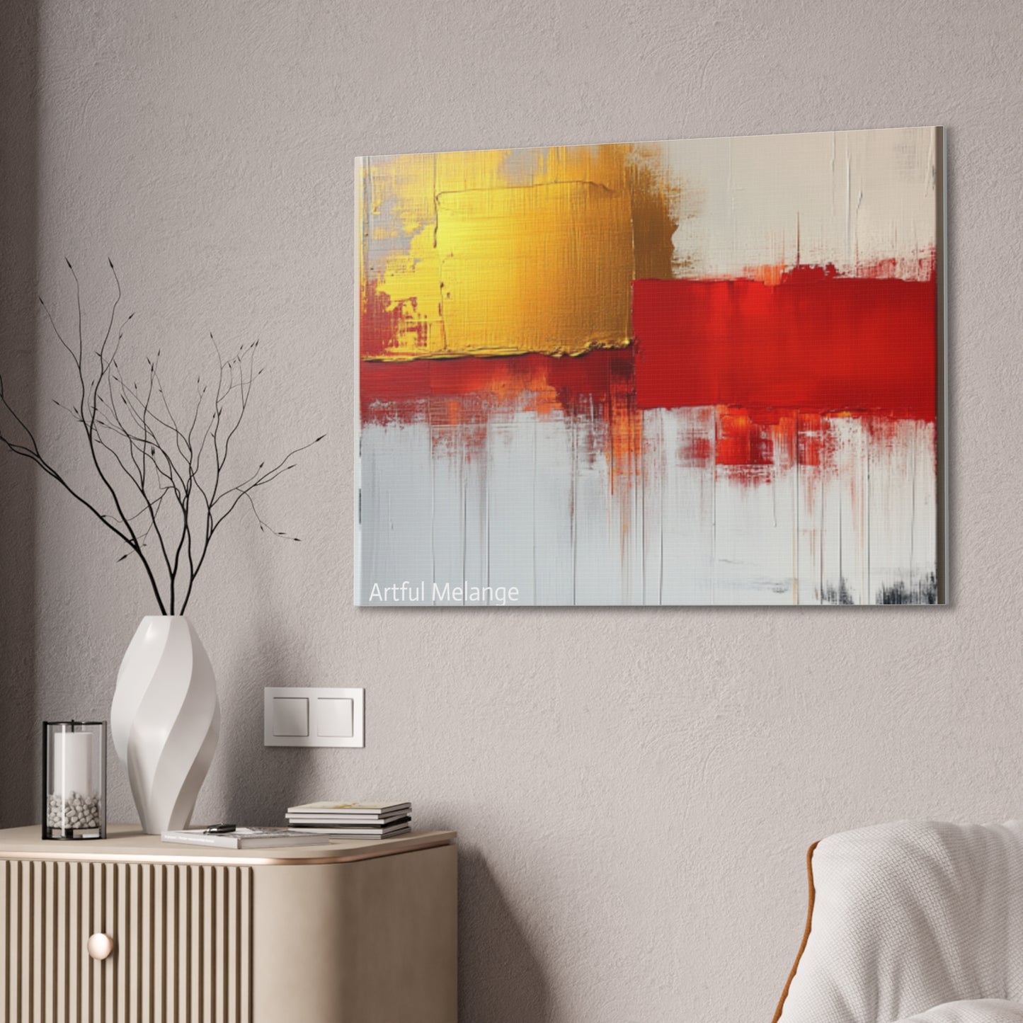 Acrylic Abstract Canvas Print - Homage to the Divine Nine/Red White and Gold 9