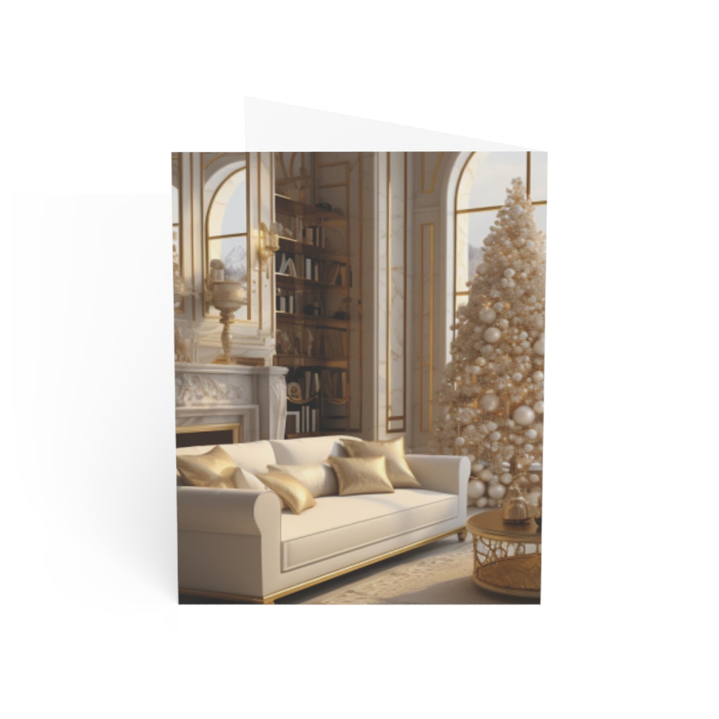 Elegance in Gold & White Christmas Notecards (1, 10, 30, and 50pcs)