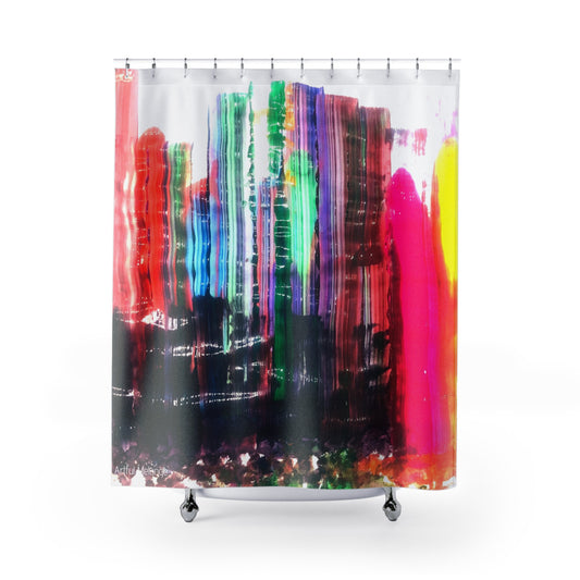 Canvas Cascade: Abstract Acrylic Art Shower Curtain Collection