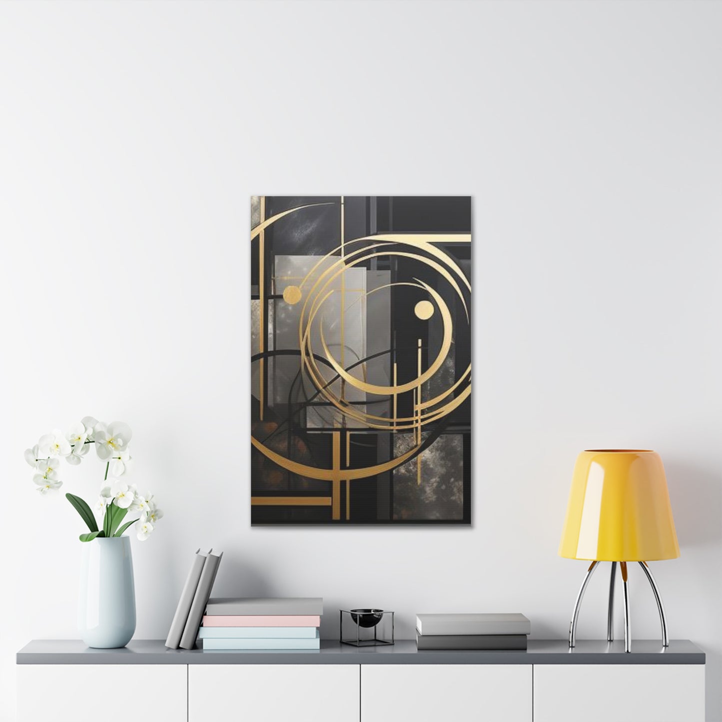 Gold and Black Elegance: A Symphony of Sophistication Canvas Print