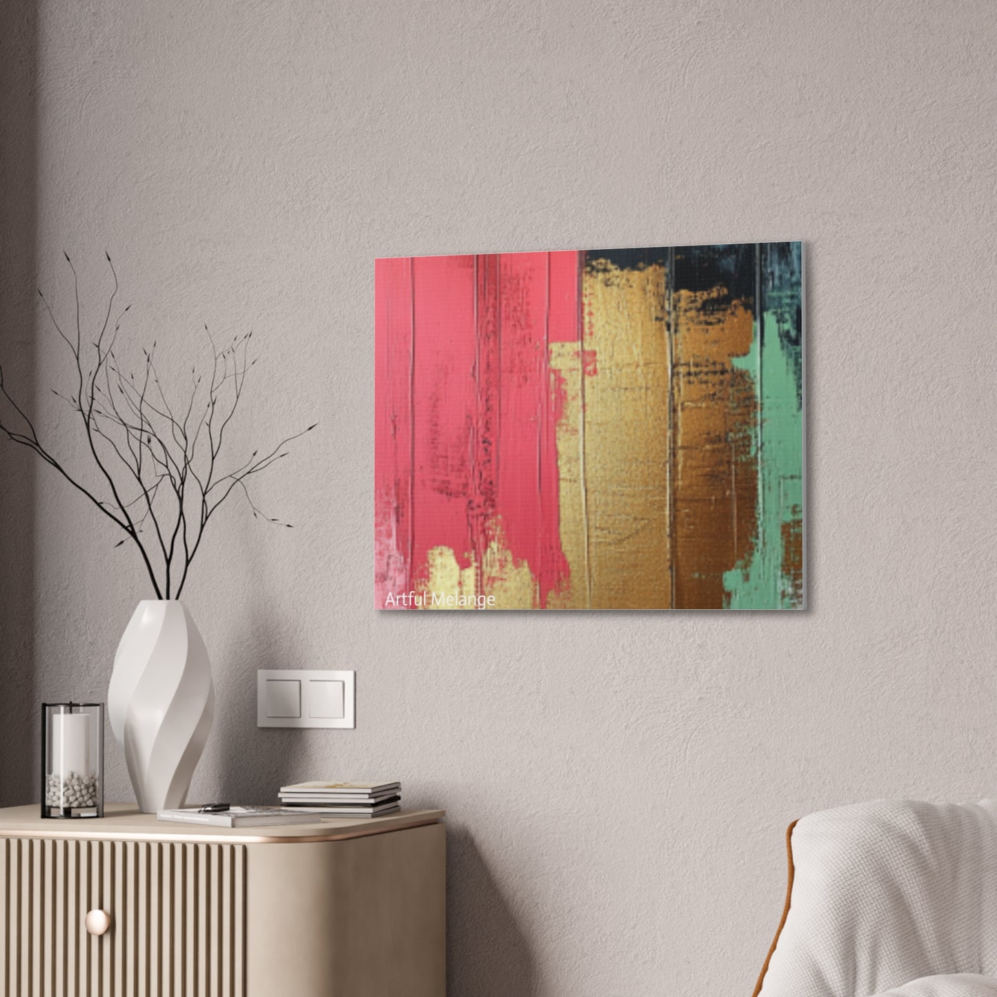 Acrylic Abstract Canvas Print - Homage to the Divine Nine/Pink Green Black and Gold 6