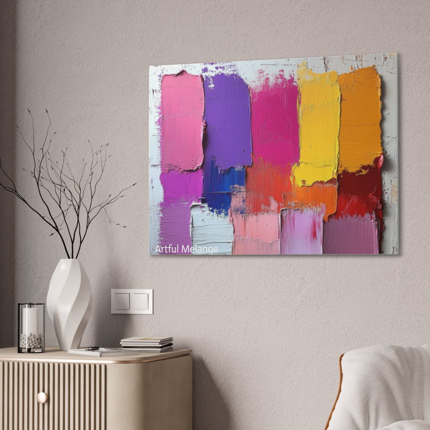 Acrylic Abstract Canvas Print - Homage to the Divine Nine/Gold Purple Pink and Green 4