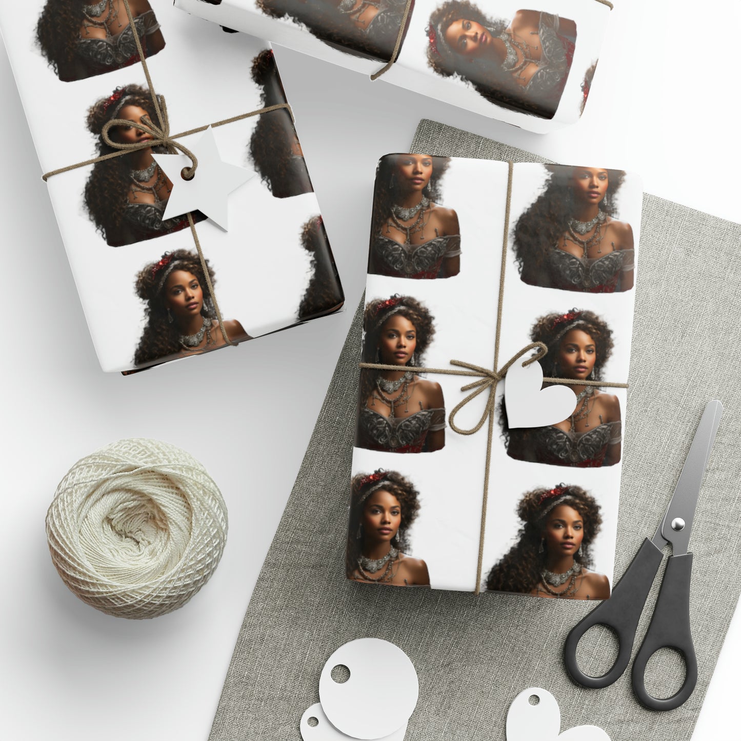 Afro-Centric Princess Claus Holiday Wrapping Paper - Dark & Rich Textured Design