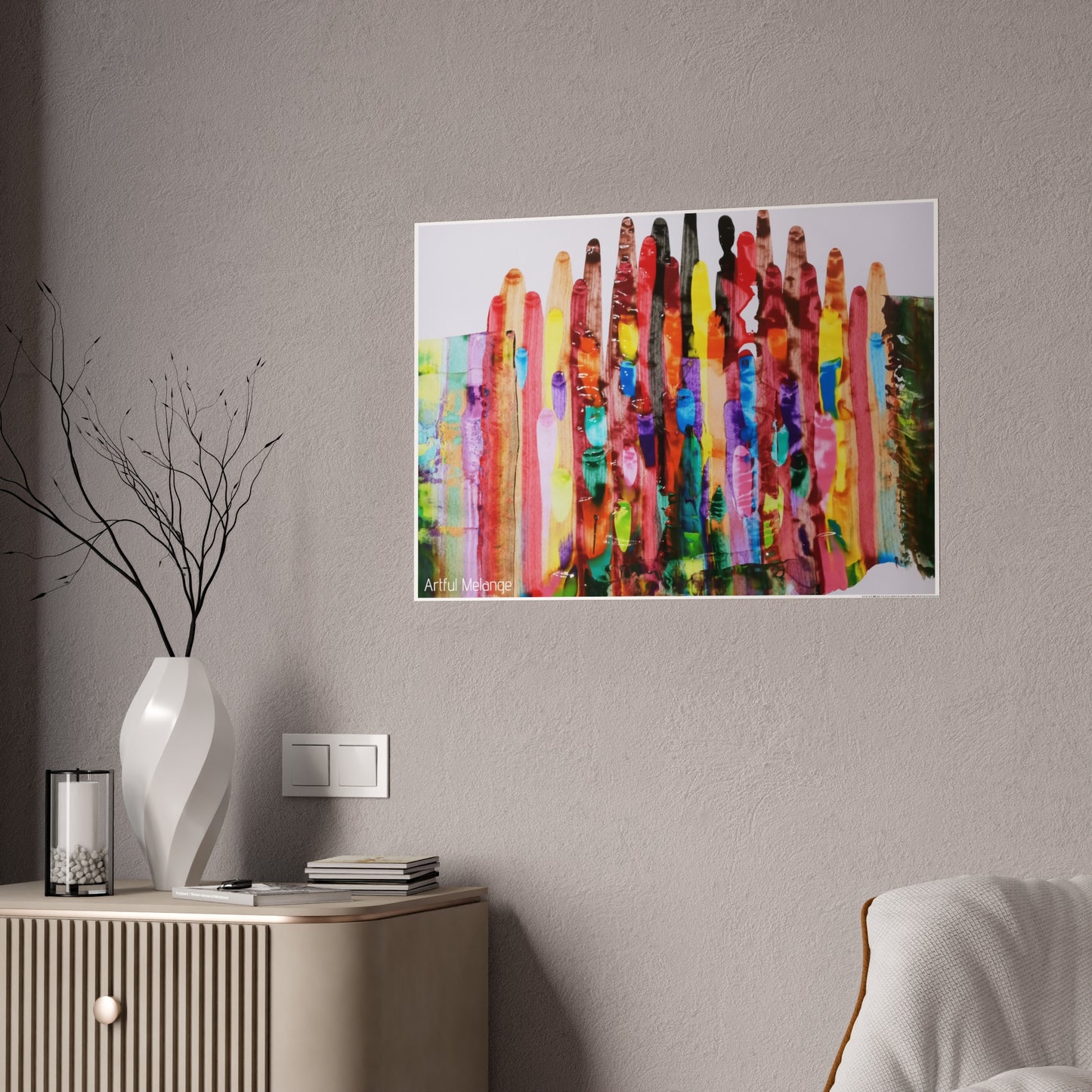 Gleaming Acrylic Abstract Poster: A Spectrum of Colorful Elegance