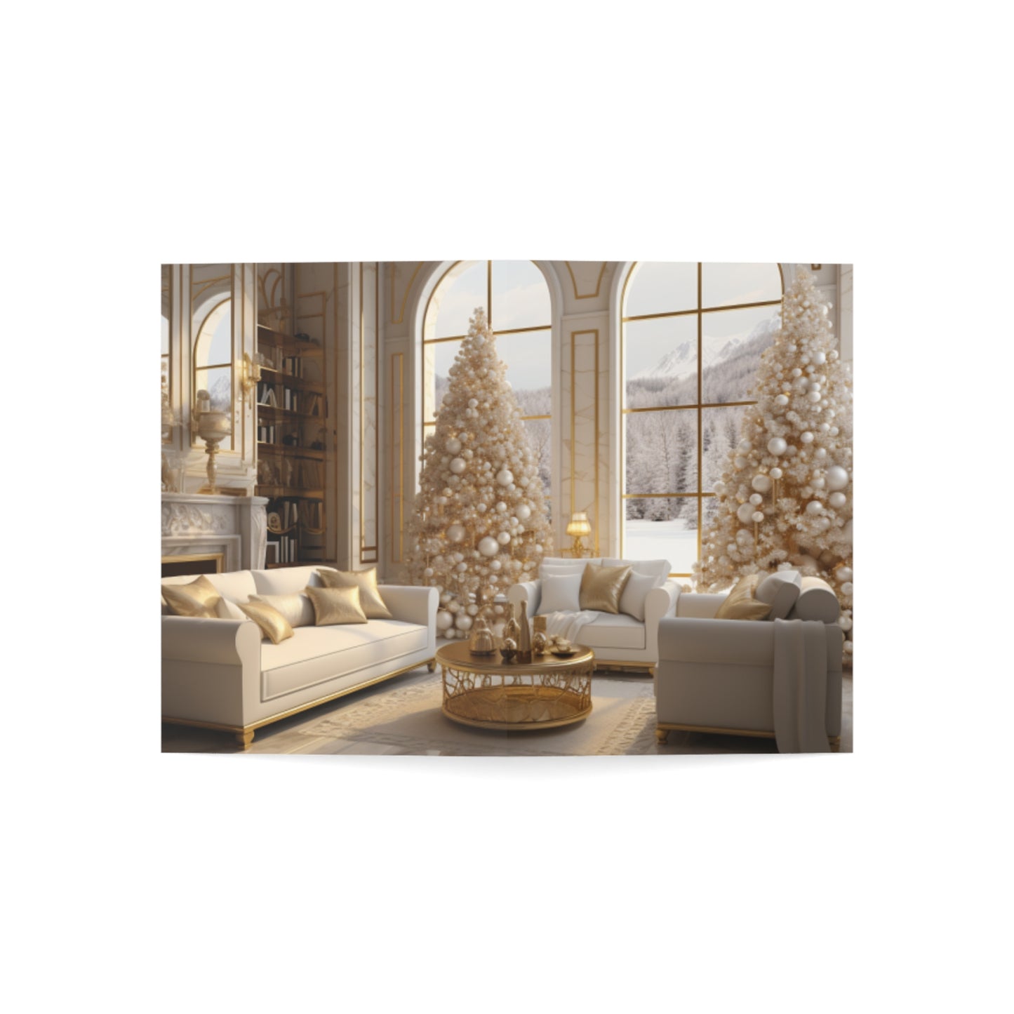 Elegance in Gold & White Christmas Notecards (1, 10, 30, and 50pcs)