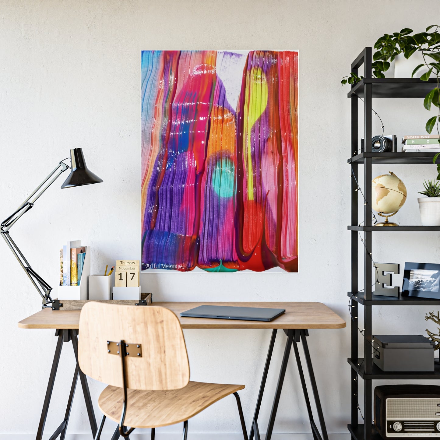 Gleaming Acrylic Abstract Poster: A Spectrum of Colorful Elegance