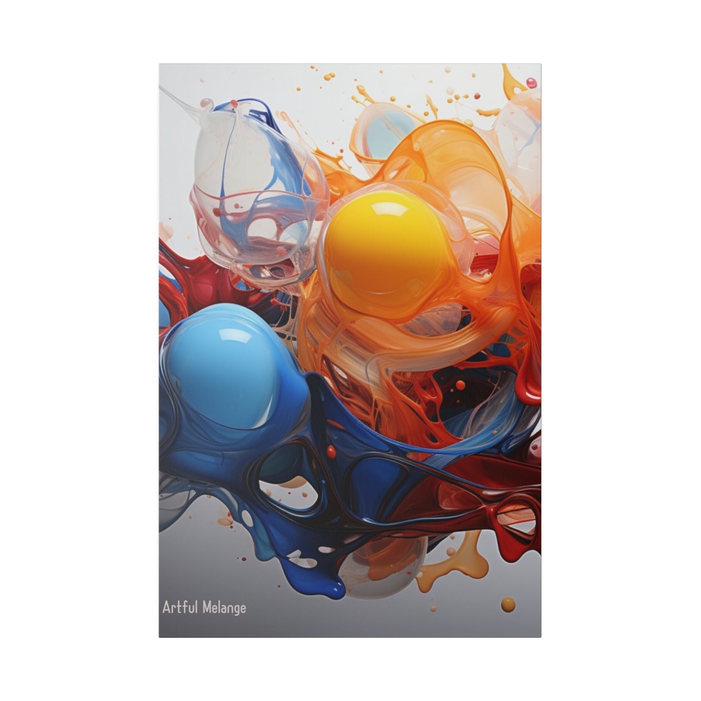 Colorful Balloon-Inspired Matt Canvas Print with Sweeping Acrylic Brush Strokes