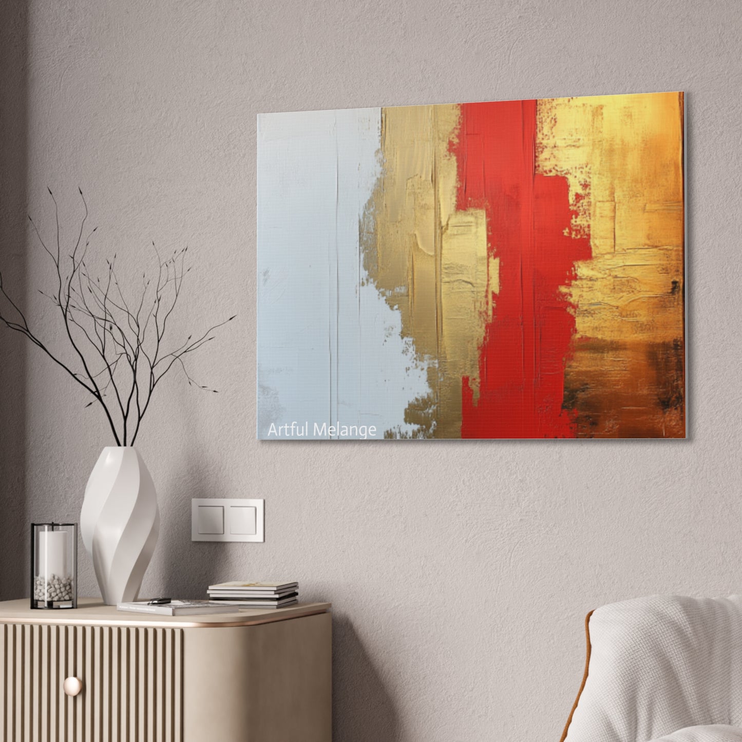 Acrylic Abstract Canvas Print - Homage to the Divine Nine/Red White and Gold 2