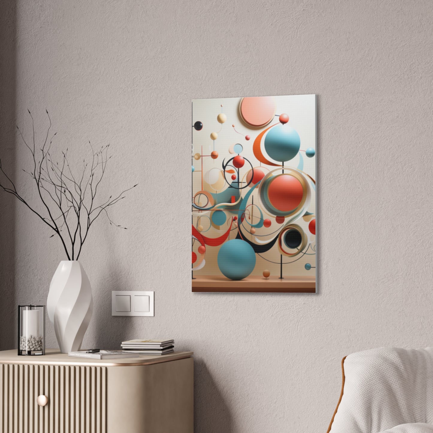 Harmony in Cyan and Peach- Graphic Print