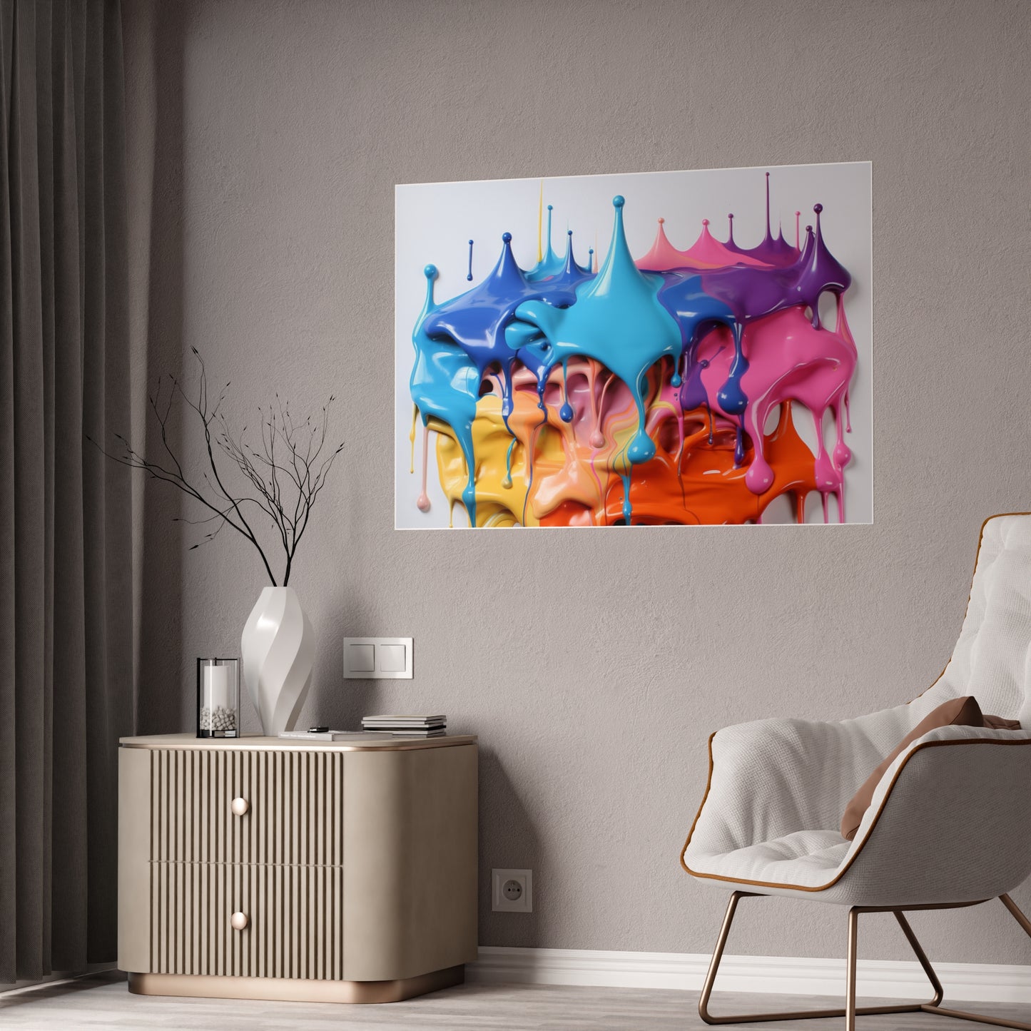 Gleaming Acrylic Abstract Poster: A Spectrum of Colorful Elegance