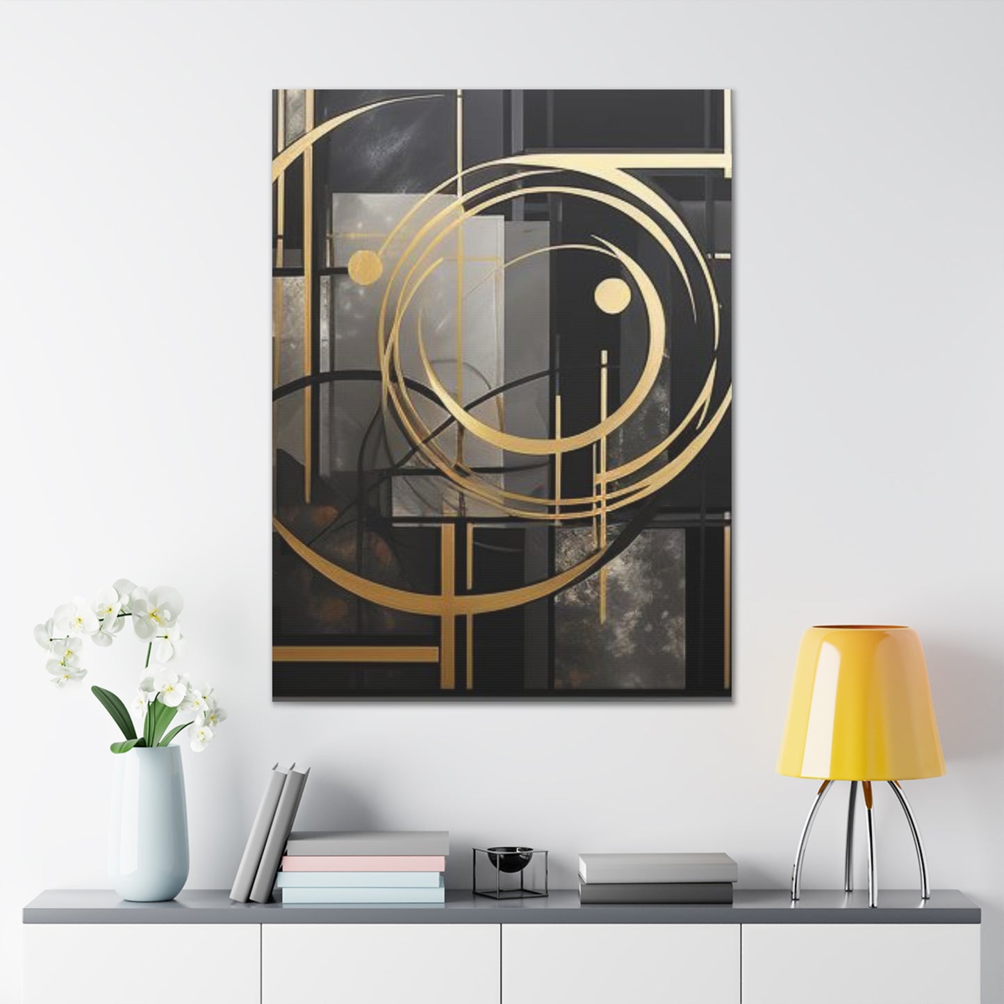 Gold and Black Elegance: A Symphony of Sophistication Canvas Print