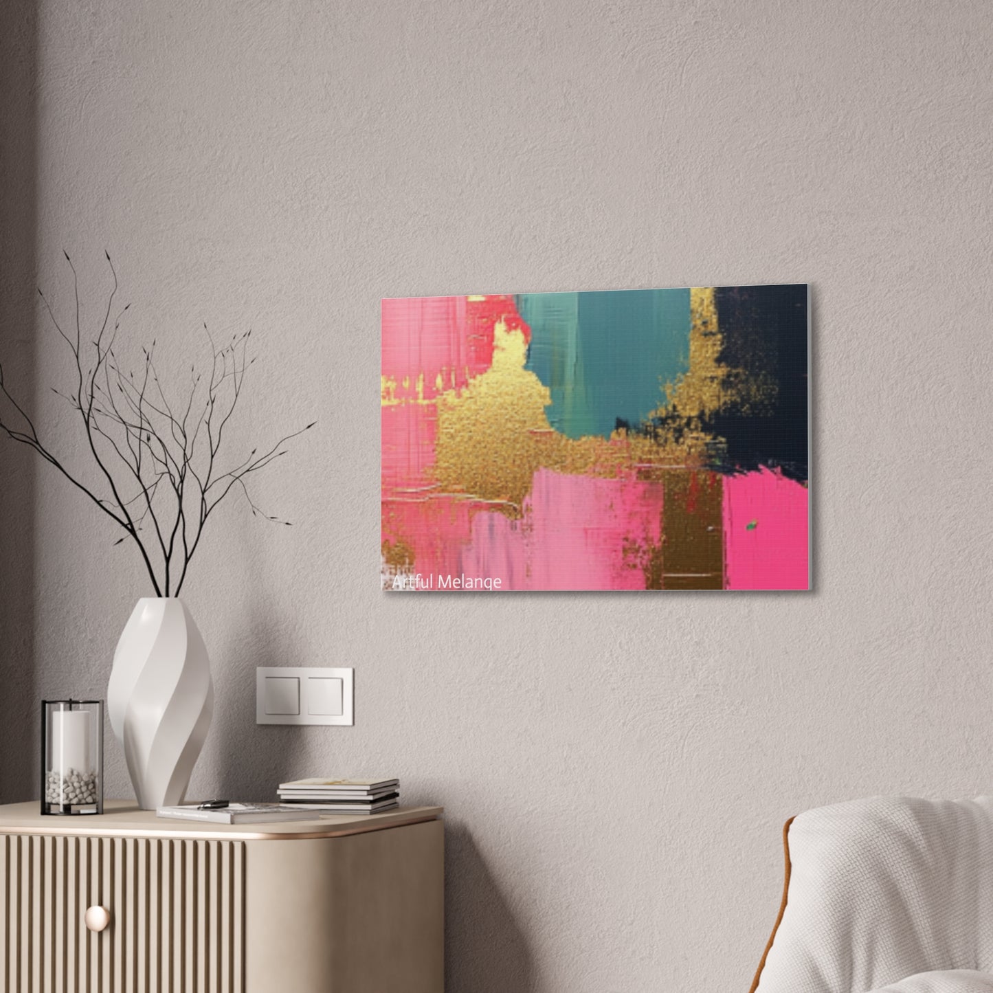 Acrylic Abstract Canvas Print - Homage to the Divine Nine/Pink Green Black and Gold 5