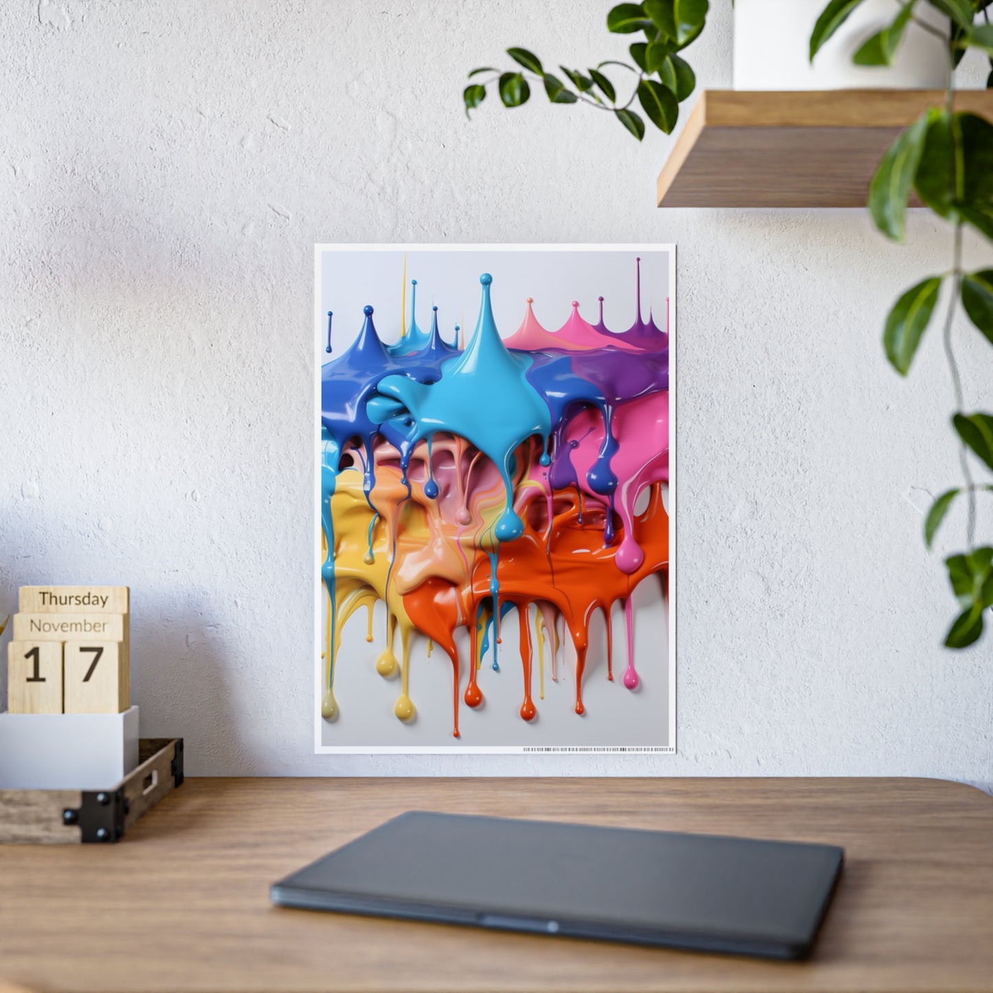 Gleaming Acrylic Abstract Poster: A Spectrum of Colorful Elegance