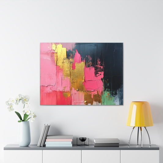 Acrylic Abstract Canvas Print - Homage to the Divine Nine/Pink Green Black and Gold 3