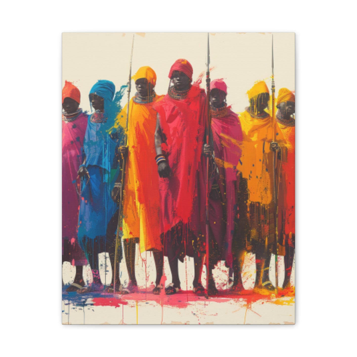 Masai Warriors Abstract Canvas Print