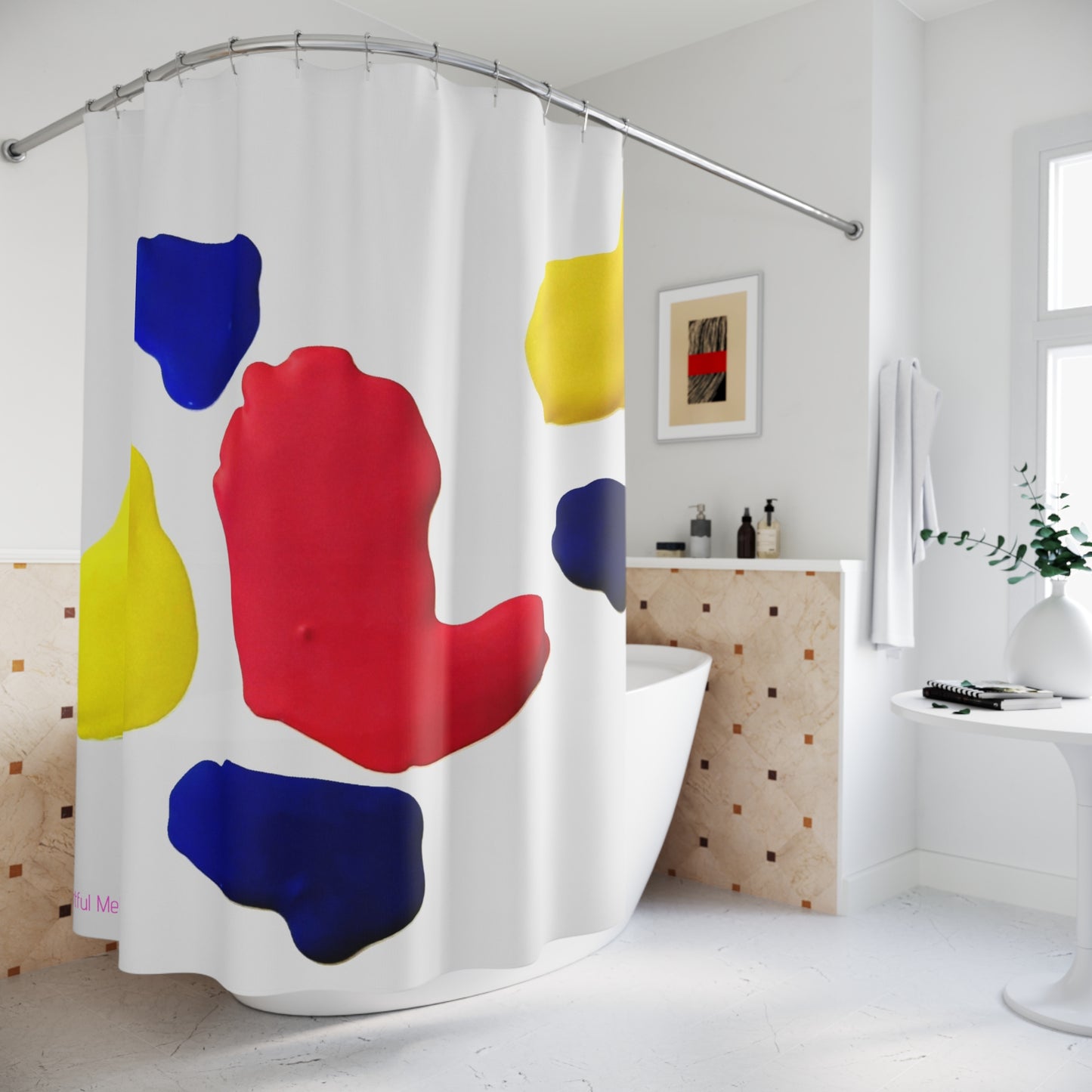 Canvas Cascade: Abstract Acrylic Art Shower Curtain Collection