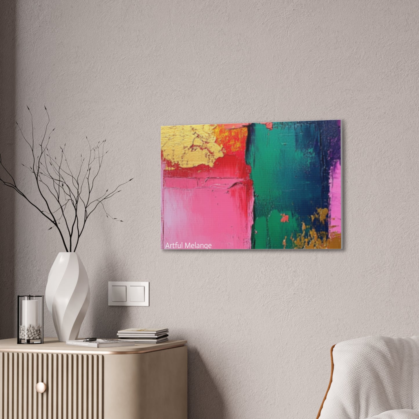 Acrylic Abstract Canvas Print - Homage to the Divine Nine/Pink Green Purple and Gold 1