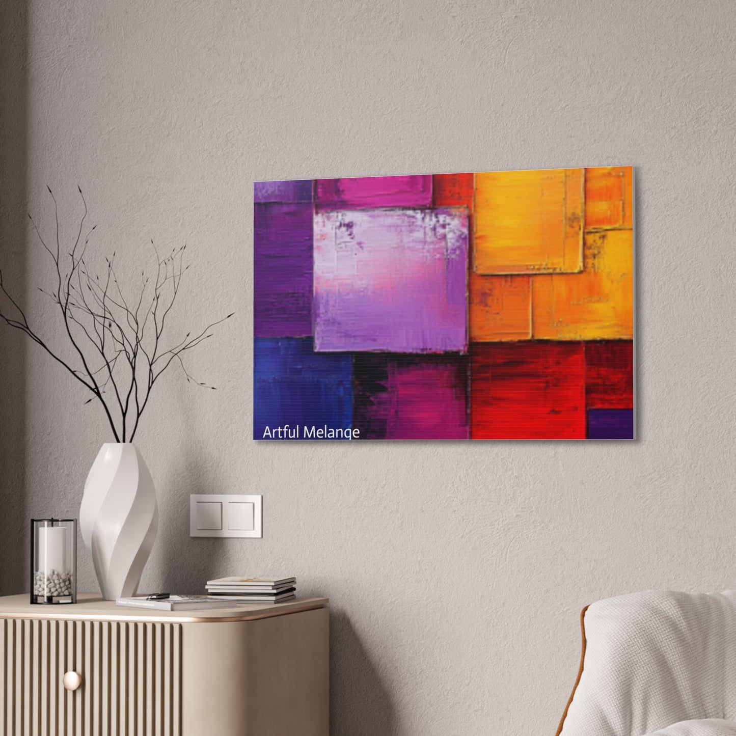 Acrylic Abstract Canvas Print - Homage to the Divine Nine/Red White Purple and Gold 8