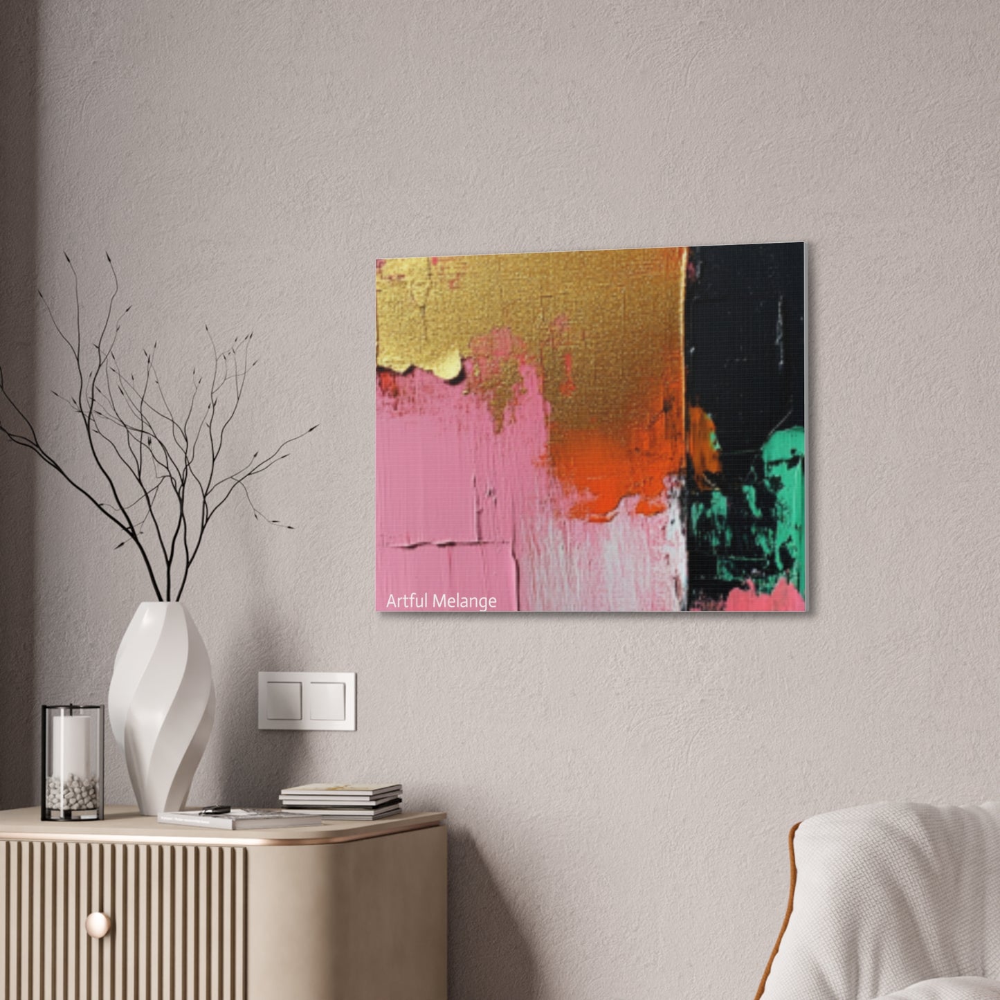 Acrylic Abstract Canvas Print - Homage to the Divine Nine/Pink Green Black and Gold 7