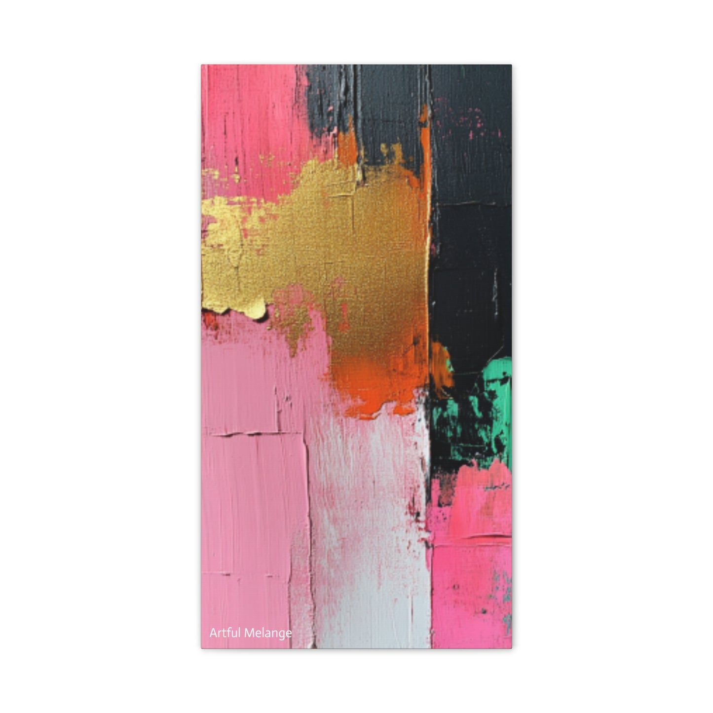 Acrylic Abstract Canvas Print - Homage to the Divine Nine/Pink Green Black and Gold 7