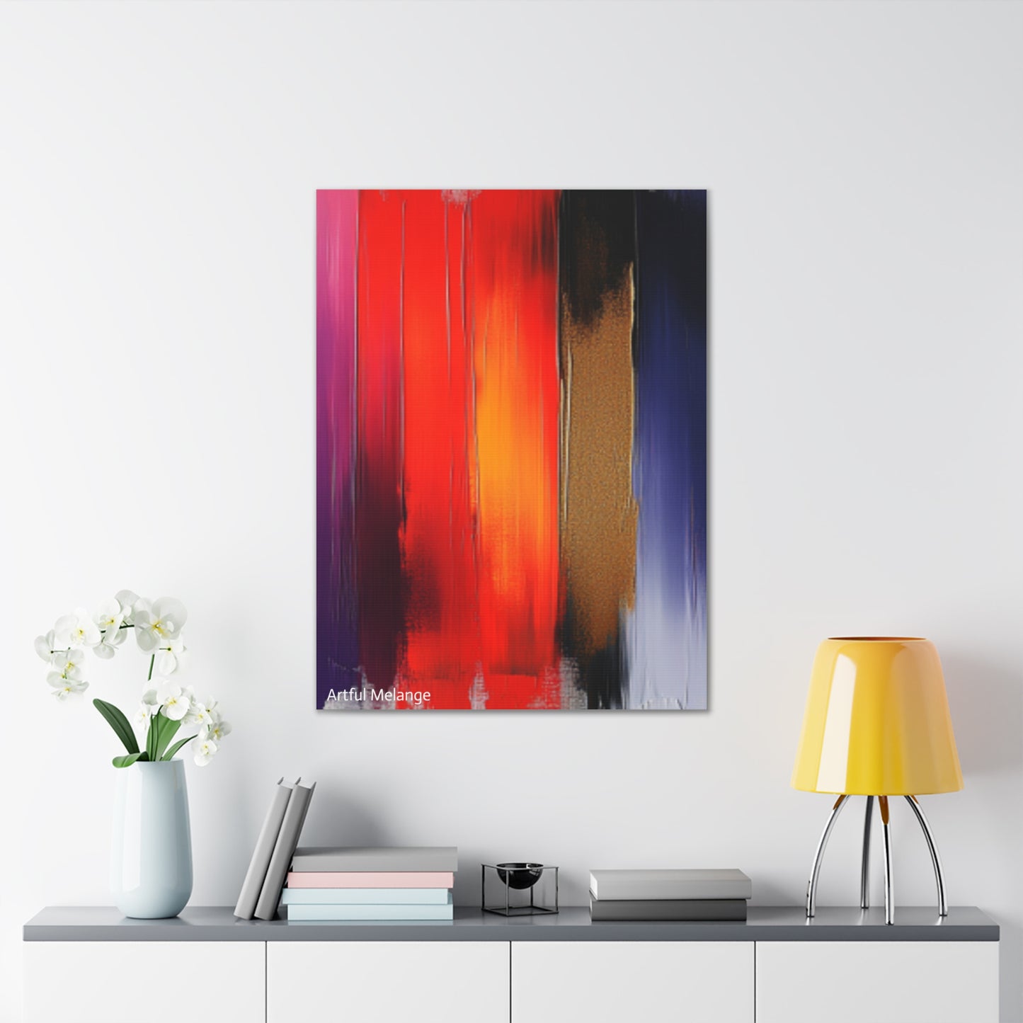 Acrylic Abstract Canvas Print - Homage to the Divine Nine/Red White Purple and Gold 3