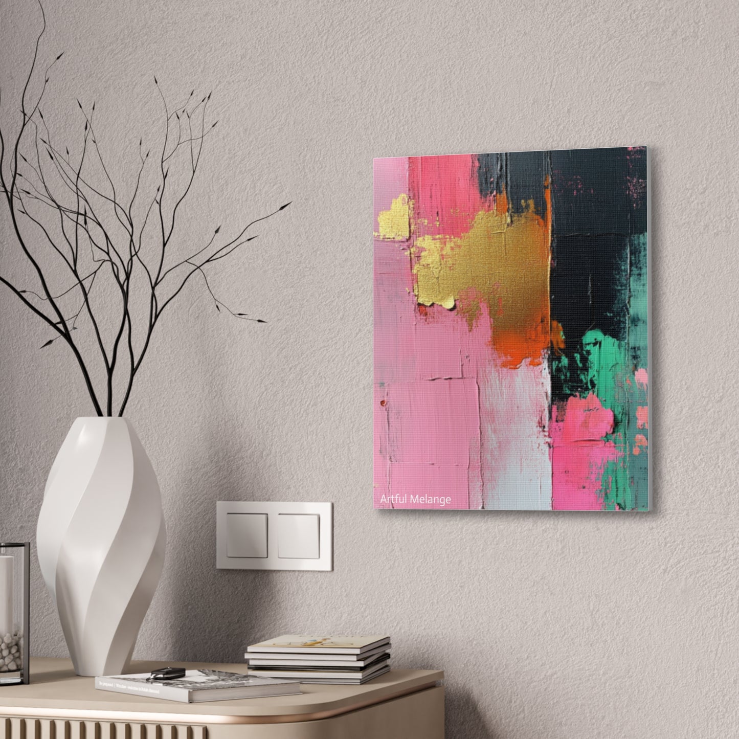 Acrylic Abstract Canvas Print - Homage to the Divine Nine/Pink Green Black and Gold 7