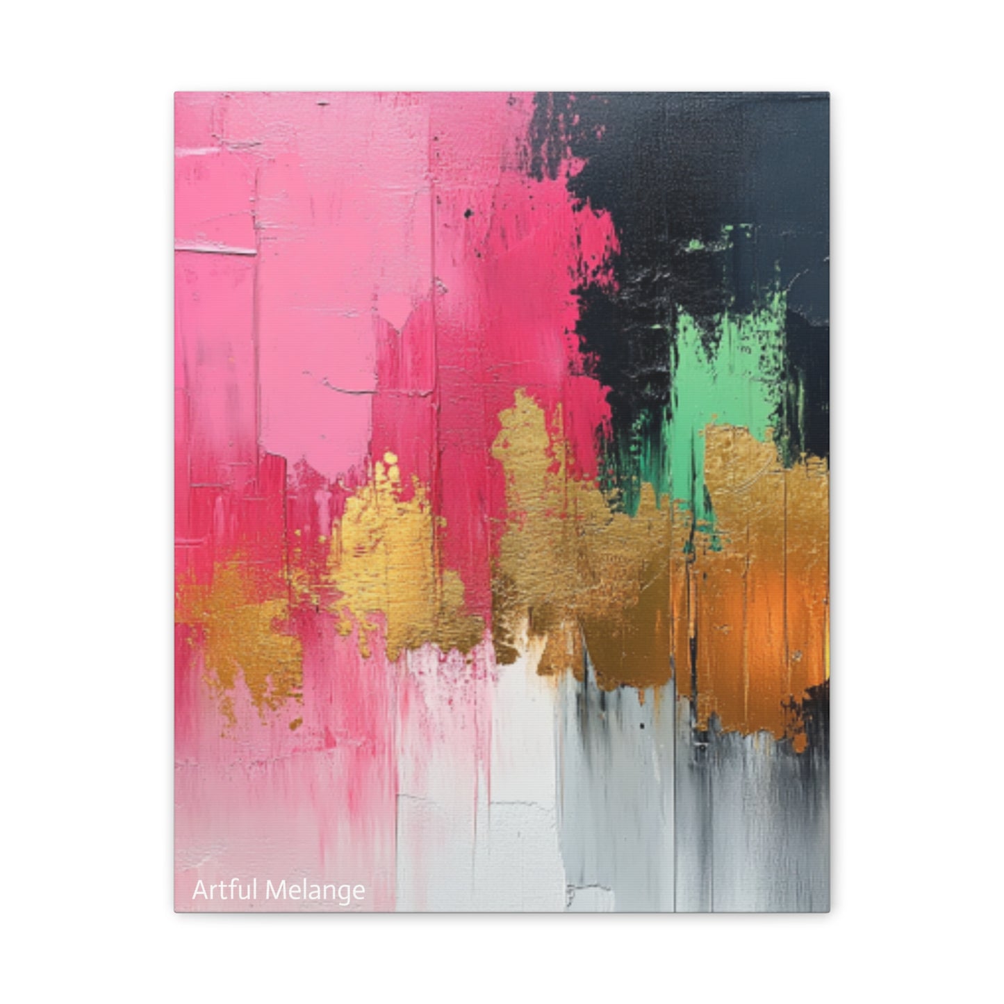 Acrylic Abstract Canvas Print - Homage To The Divine Nine/Pink Green Black and Gold 8