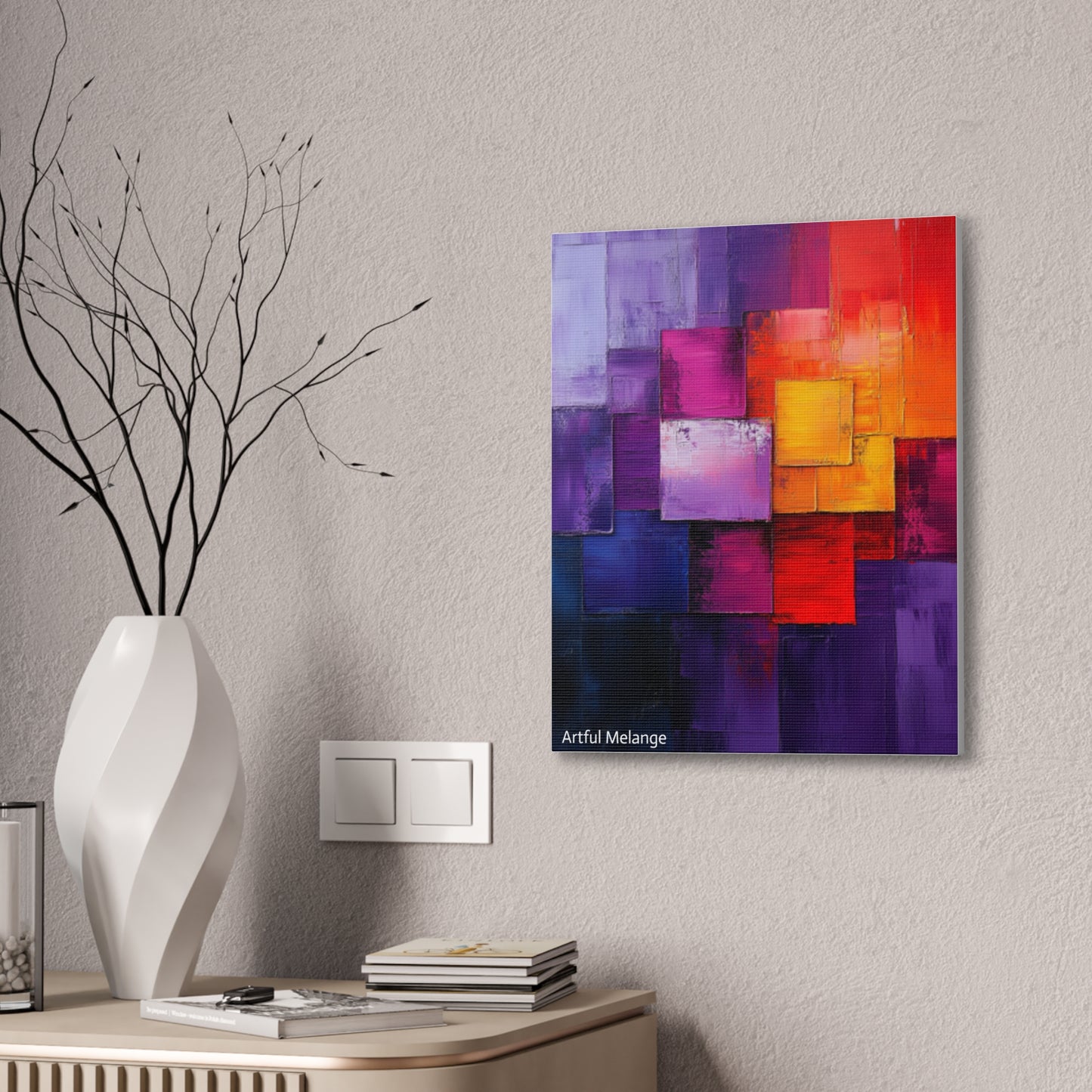 Acrylic Abstract Canvas Print - Homage to the Divine Nine/Red White Purple and Gold 8