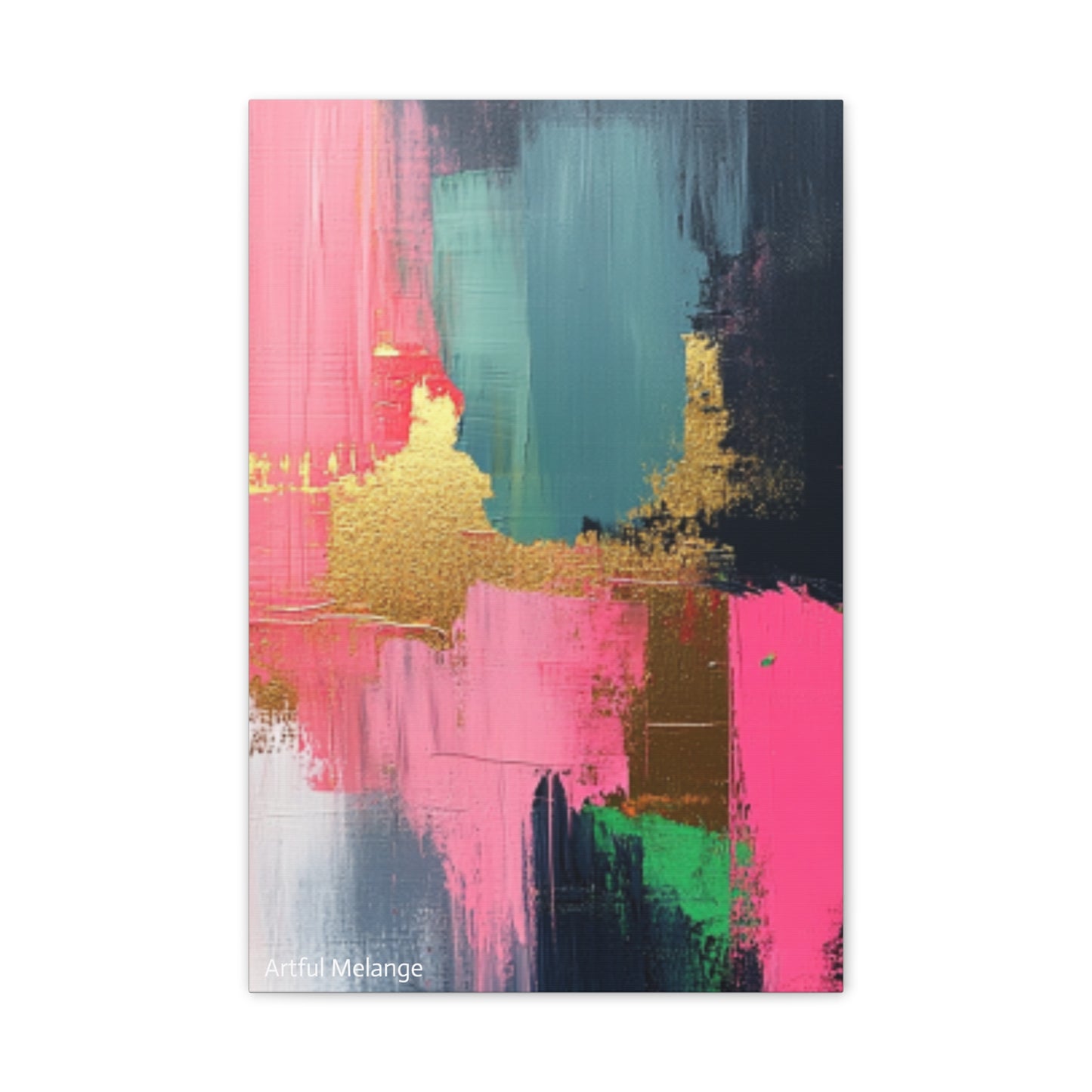 Acrylic Abstract Canvas Print - Homage to the Divine Nine/Pink Green Black and Gold 5