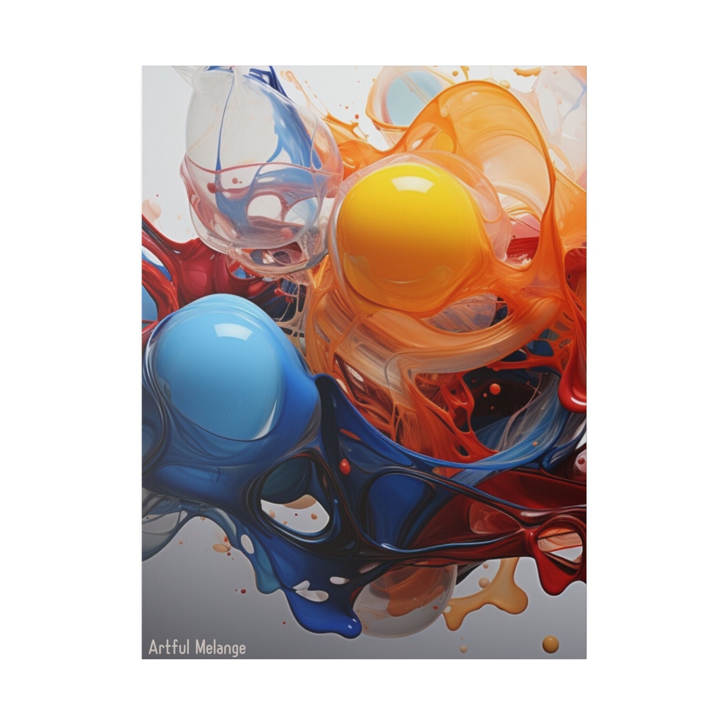 Colorful Balloon-Inspired Matt Canvas Print with Sweeping Acrylic Brush Strokes