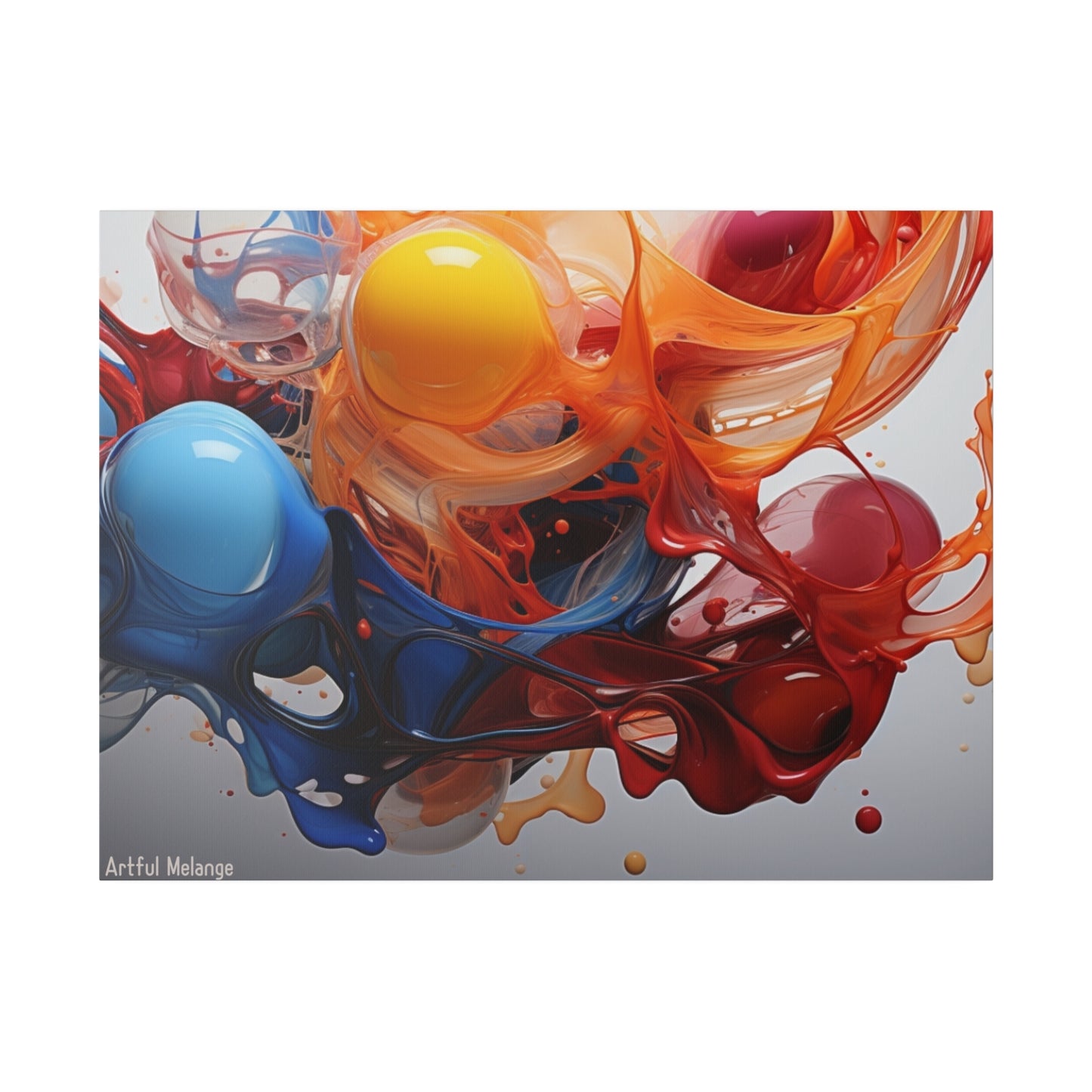 Colorful Balloon-Inspired Matt Canvas Print with Sweeping Acrylic Brush Strokes