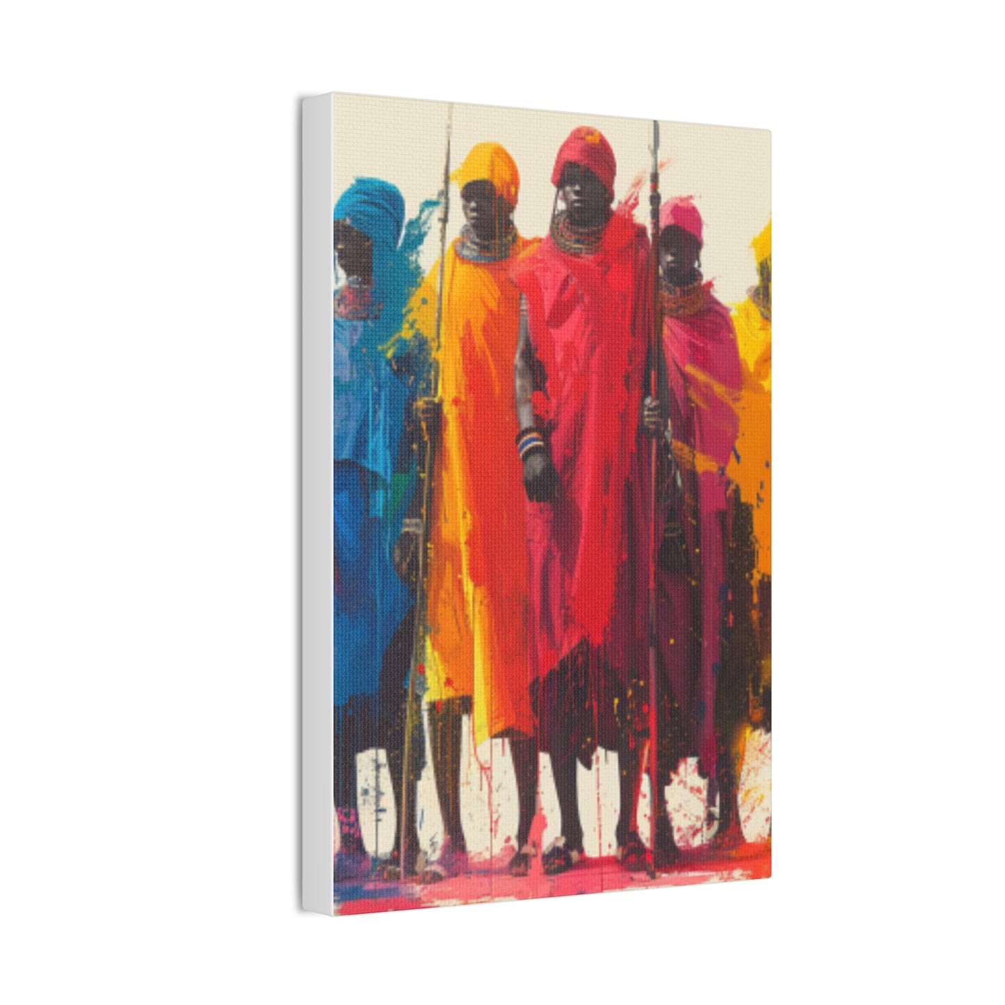 Masai Warriors Abstract Canvas Print